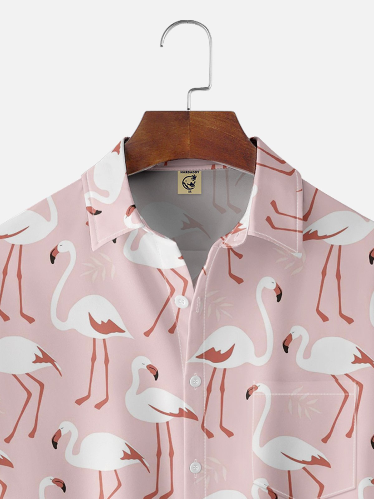 Moisture-wicking Flamingo Chest Pocket Hawaiian Shirt