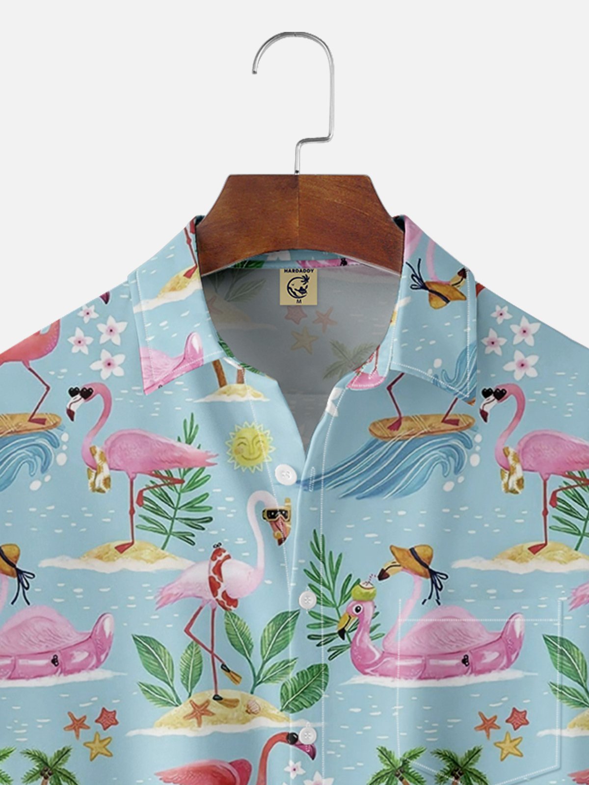 Moisture-wicking Flamingo Chest Pocket Hawaiian Shirt