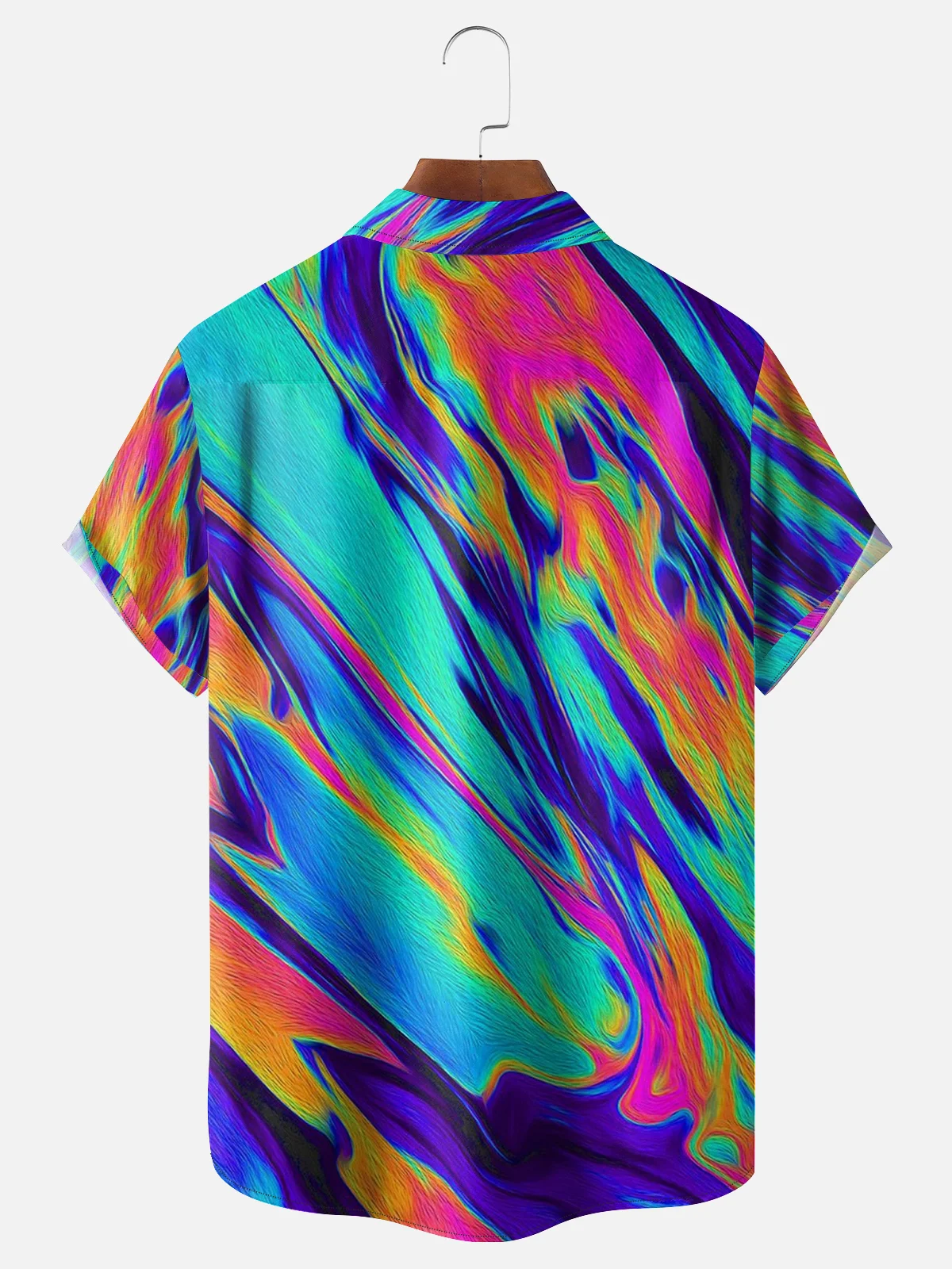 Moisture-wicking Gradient Color Abstract Stripe Chest Pocket Hawaiian Shirt