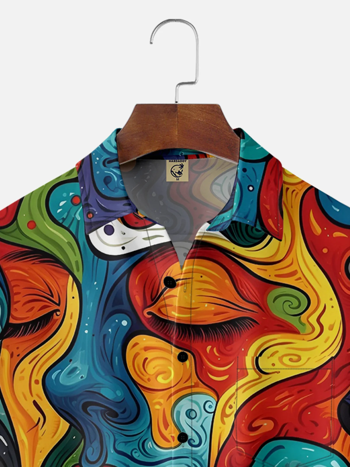 Moisture-wicking Abstract Art Chest Pocket Hawaiian Shirt