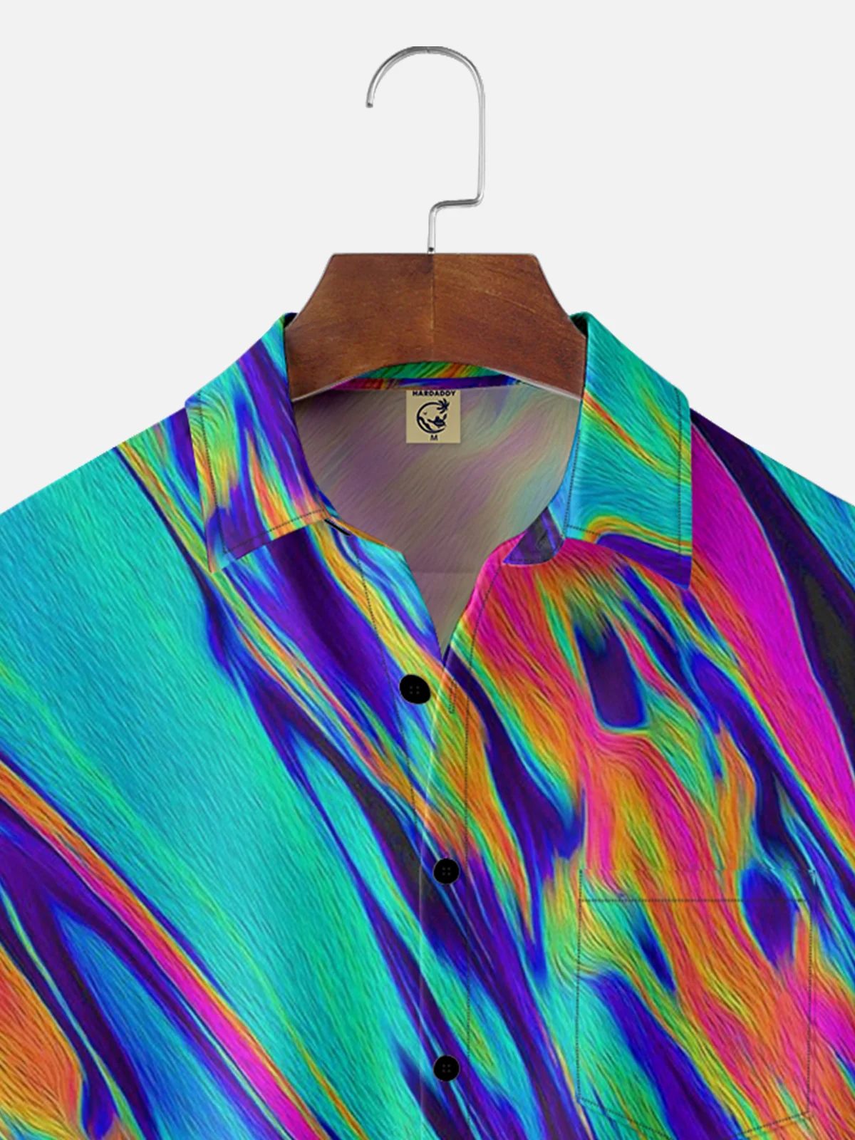 Moisture-wicking Gradient Color Abstract Stripe Chest Pocket Hawaiian Shirt