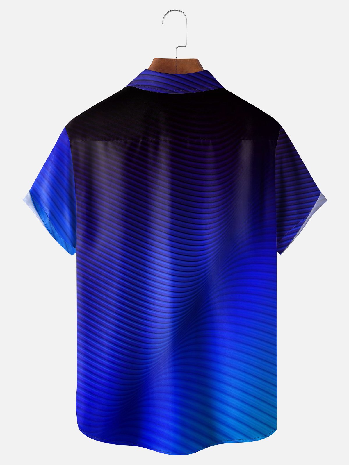 Moisture-wicking Gradient Abstract Geometric Chest Pocket Hawaiian Shirt