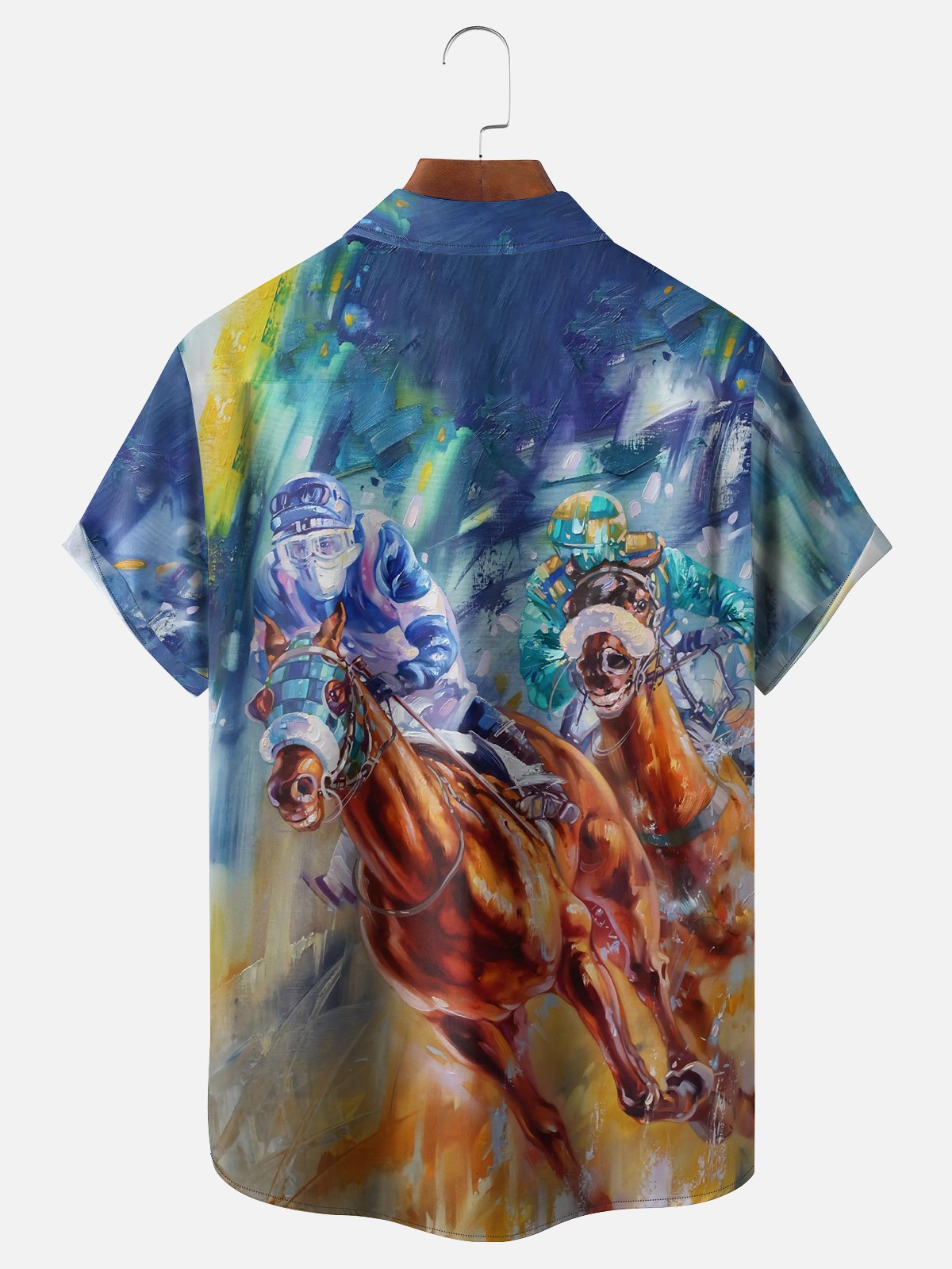 Moisture-wicking Kentucky Derby Chest Pocket Hawaiian Shirt