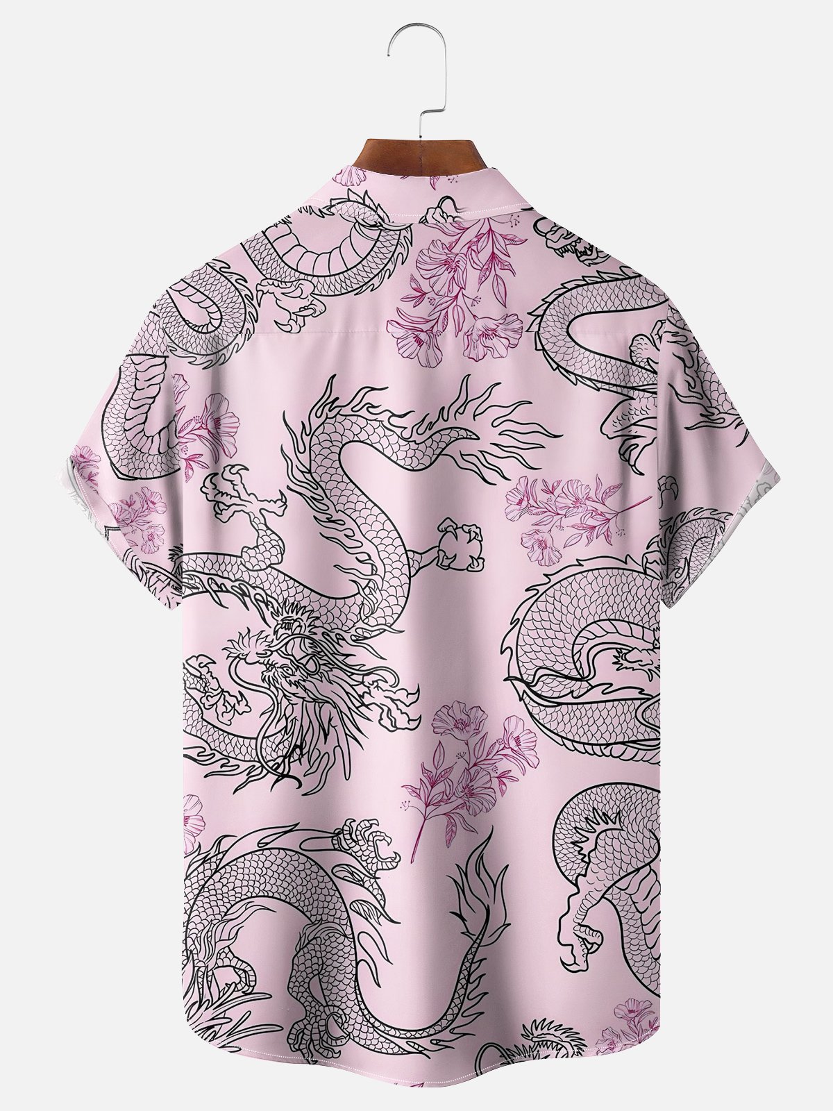 Moisture-wicking Breathable Dragon Chest Pocket Hawaiian Shirt