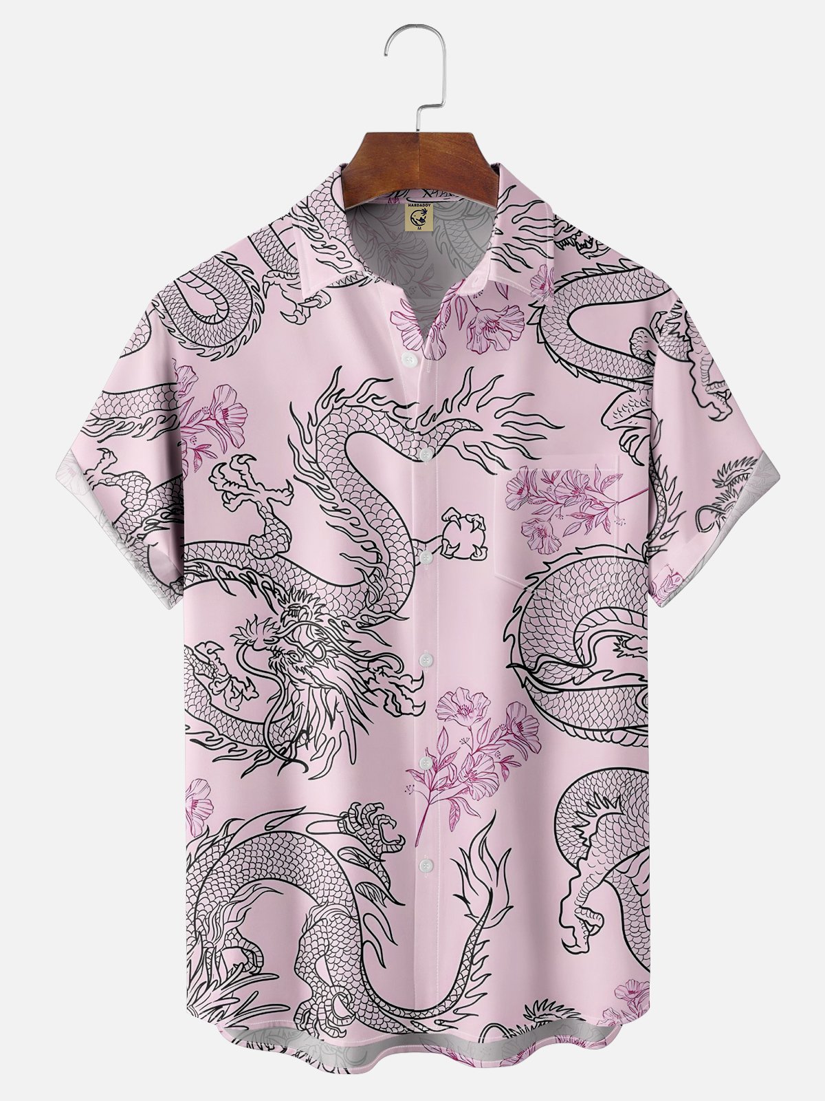 Moisture-wicking Breathable Dragon Chest Pocket Hawaiian Shirt