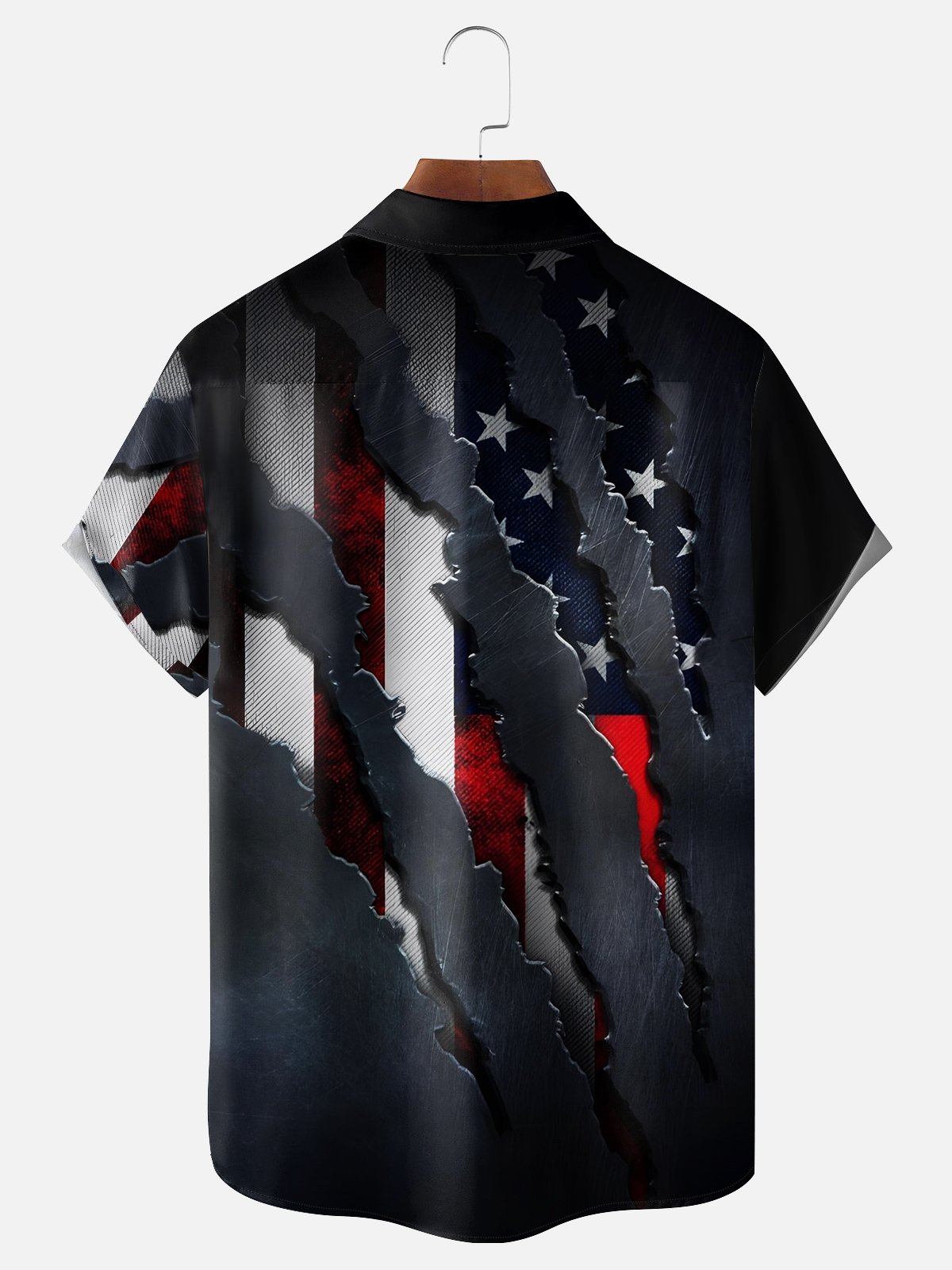 Moisture-wicking Independence Day American Flag Chest Pocket Patriotic Shirt