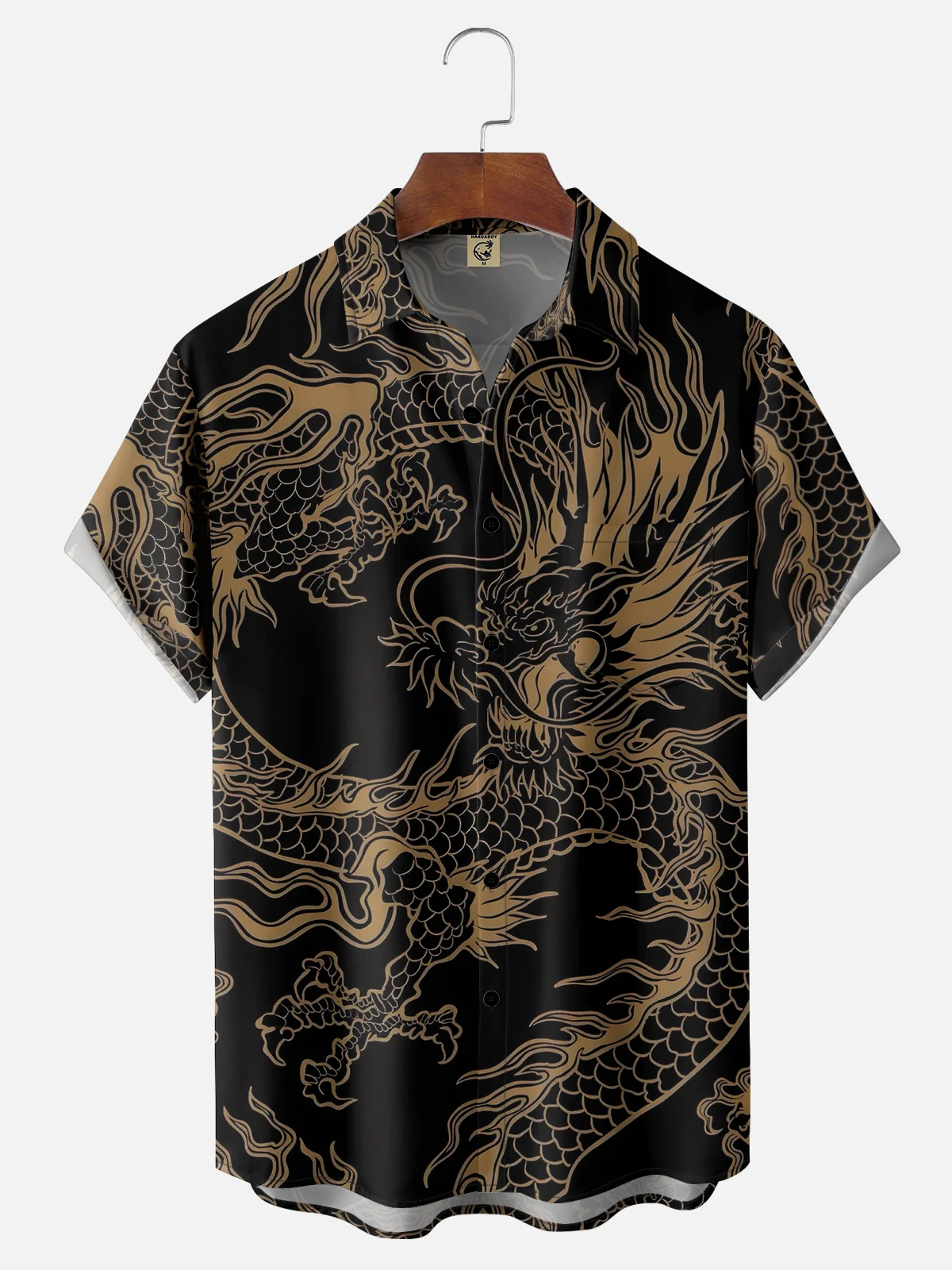 Moisture-wicking Breathable Dragon Chest Pocket Hawaiian Shirt