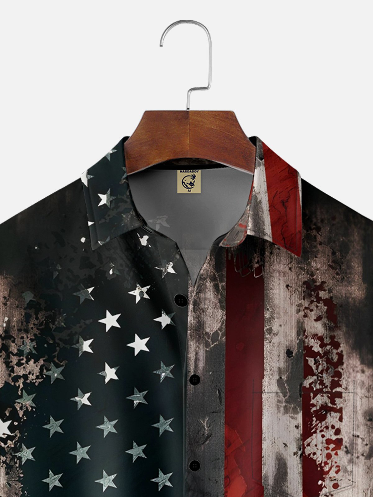 Breathable Independence Day National American Flag Chest Pocket Patriotic Shirt