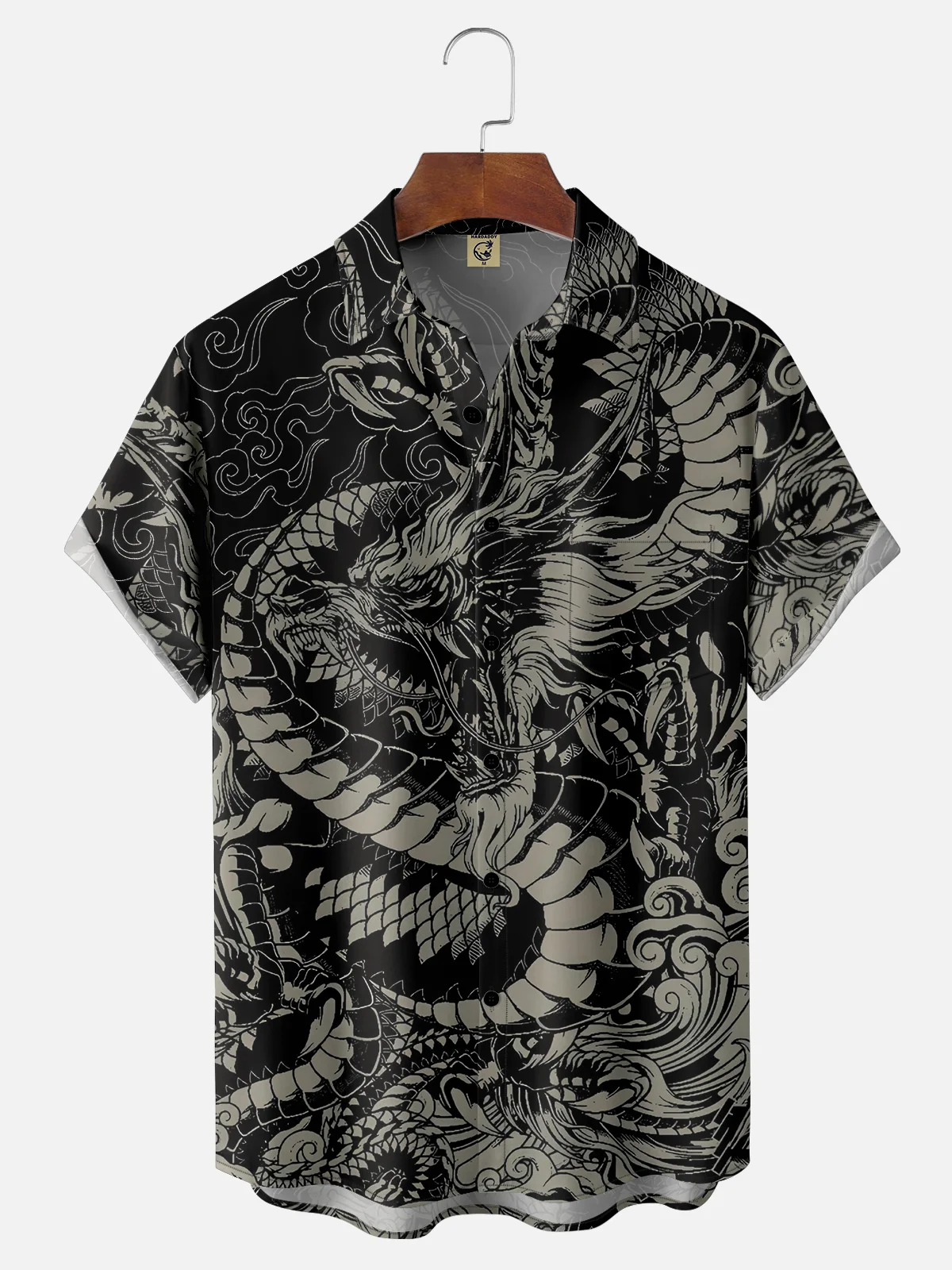 Moisture-wicking Breathable Dragon Chest Pocket Hawaiian Shirt