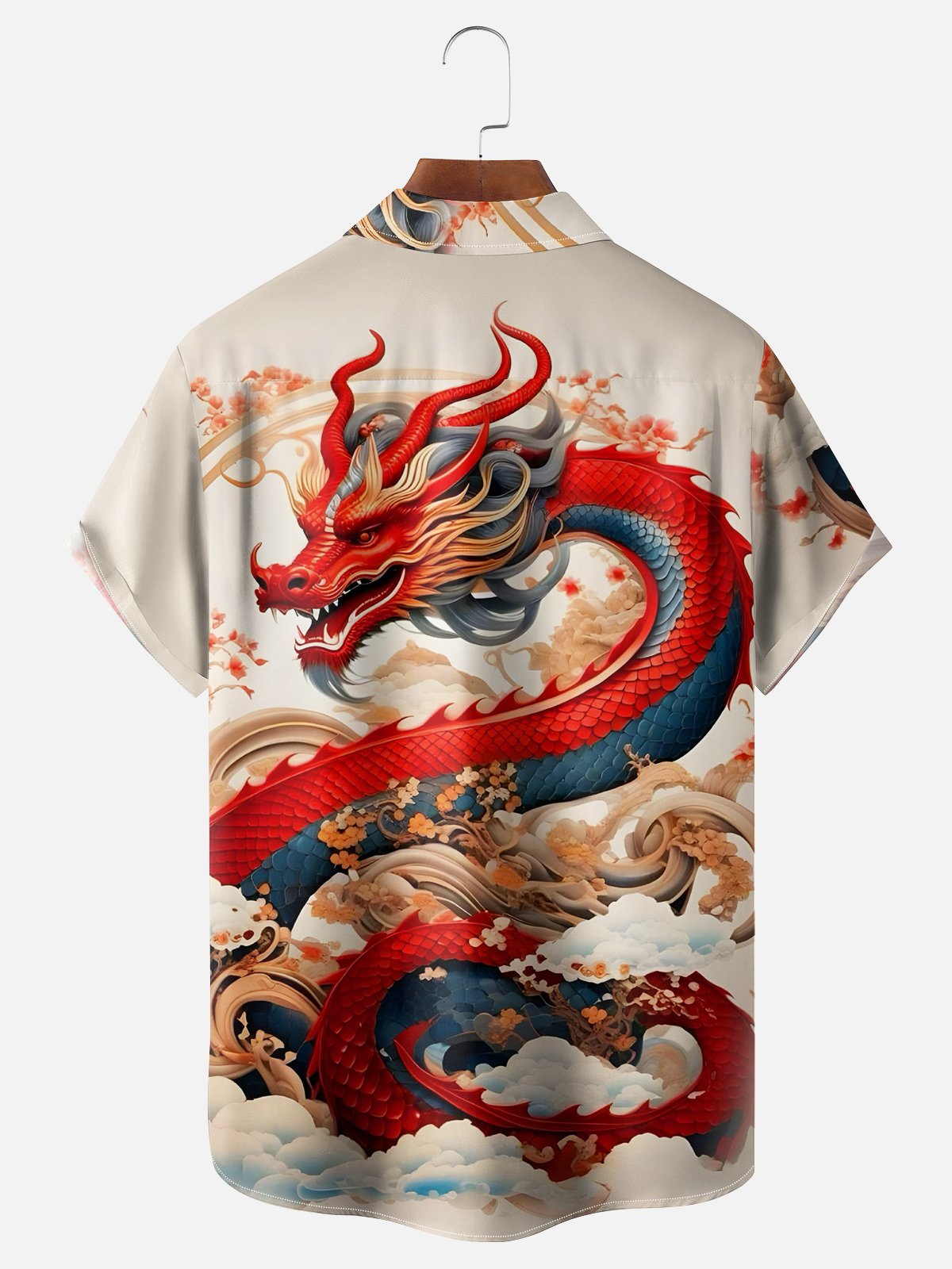 Moisture-wicking Breathable Dragon Chest Pocket Hawaiian Shirt