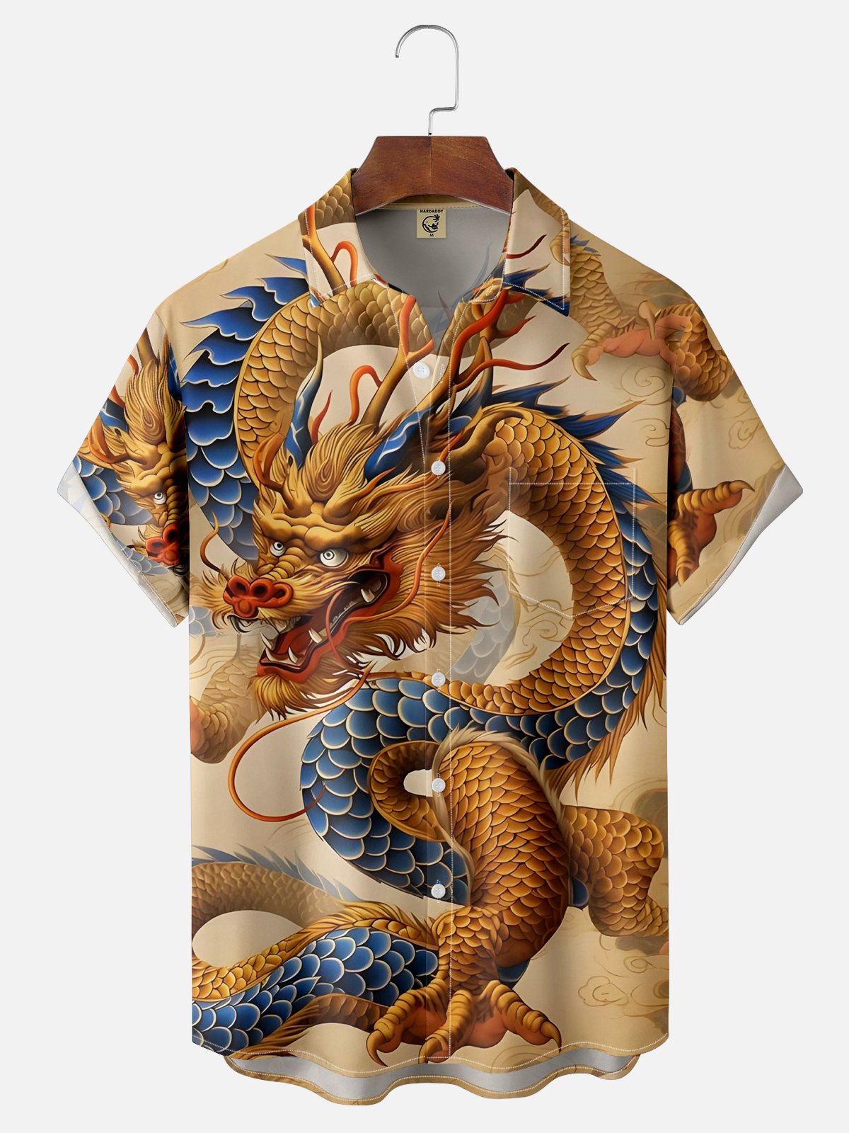 Moisture-wicking Breathable Dragon Chest Pocket Hawaiian Shirt