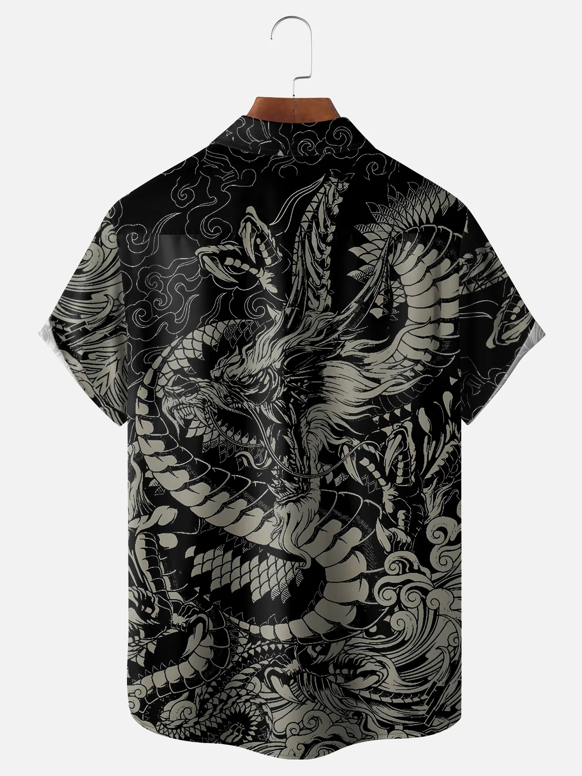 Moisture-wicking Breathable Dragon Chest Pocket Hawaiian Shirt