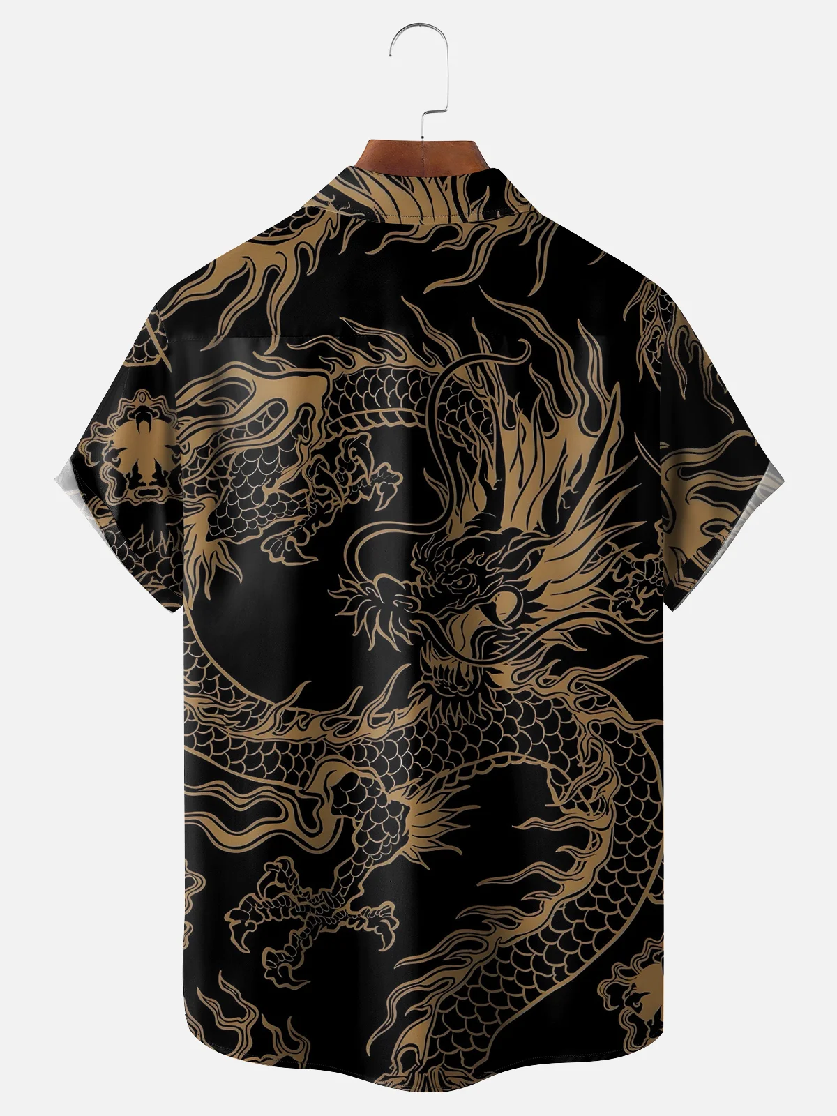 Moisture-wicking Breathable Dragon Chest Pocket Hawaiian Shirt