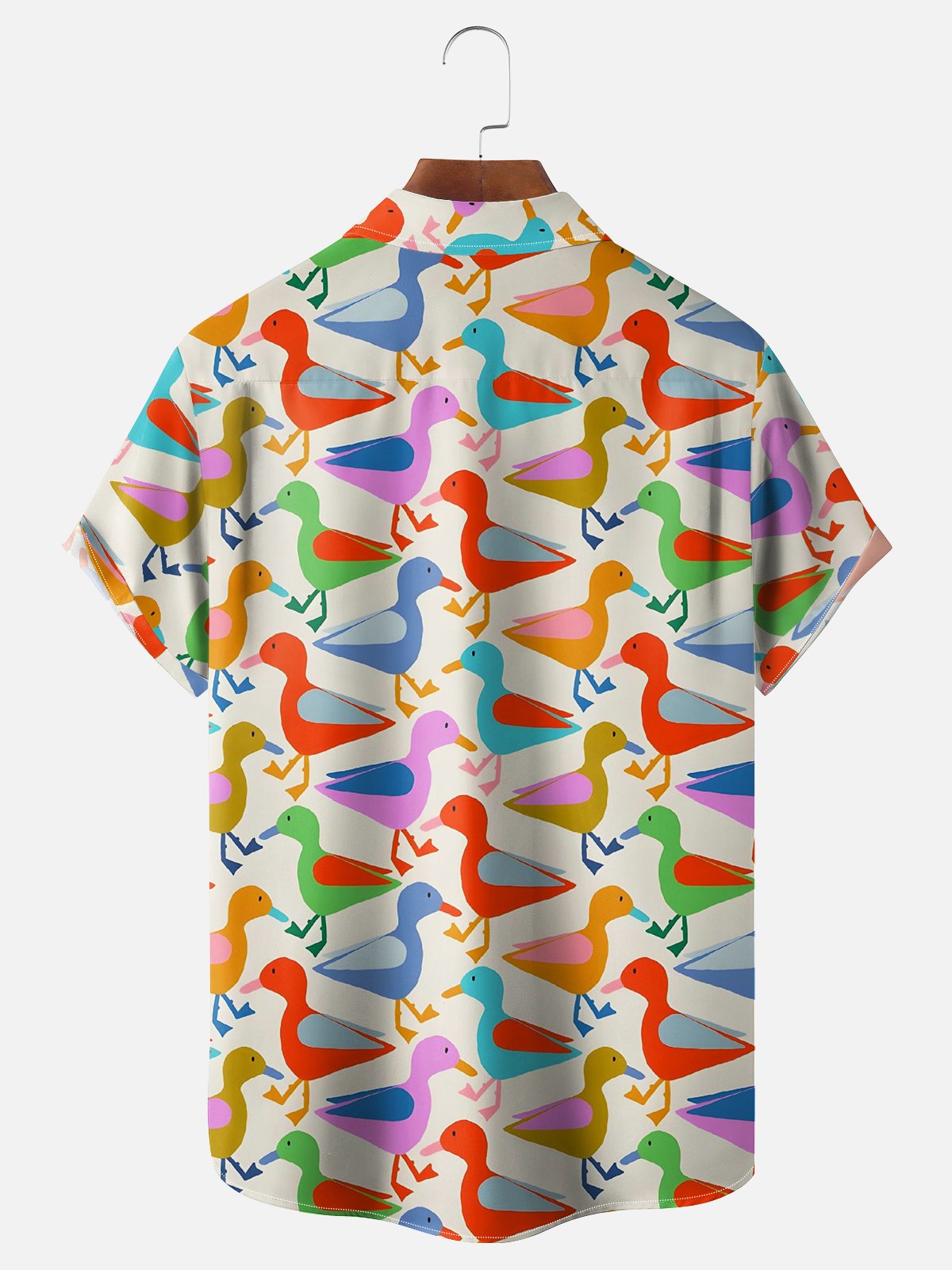 Moisture-wicking Geometric Duck Chest Pocket Hawaiian Shirt