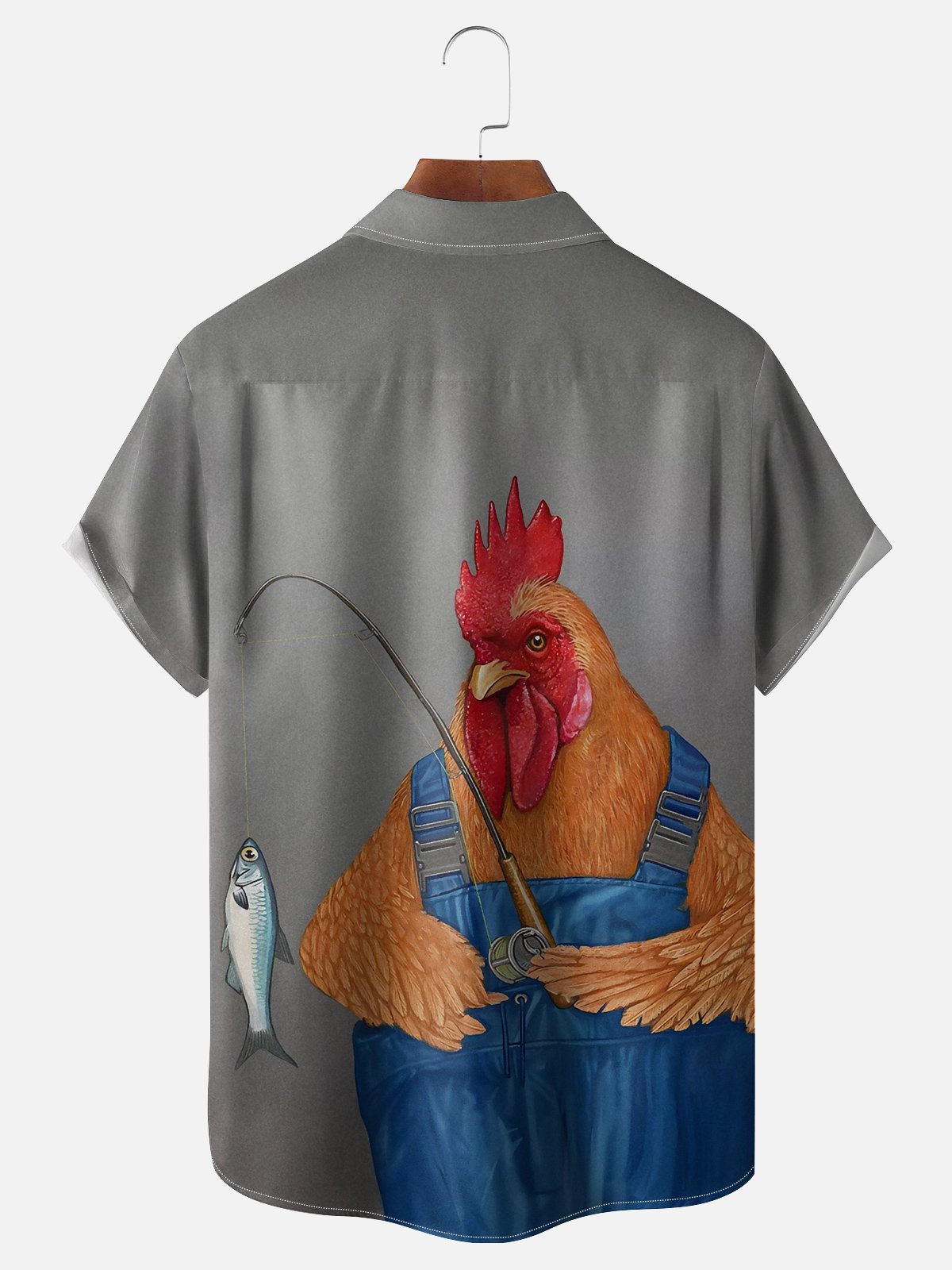 Moisture-Wicking Fun Chicken Fishing Hawaiian Shirt