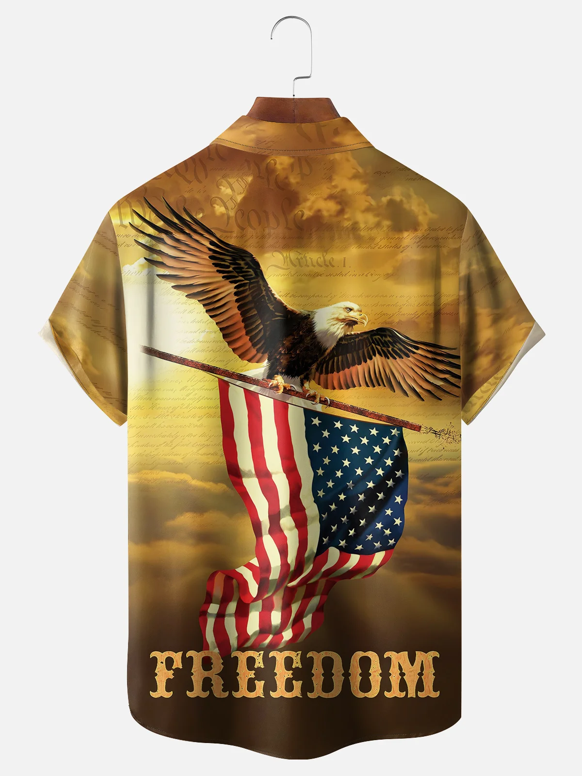 Moisture-wicking American Flag American Eagle Chest Pocket Hawaiian Shirt