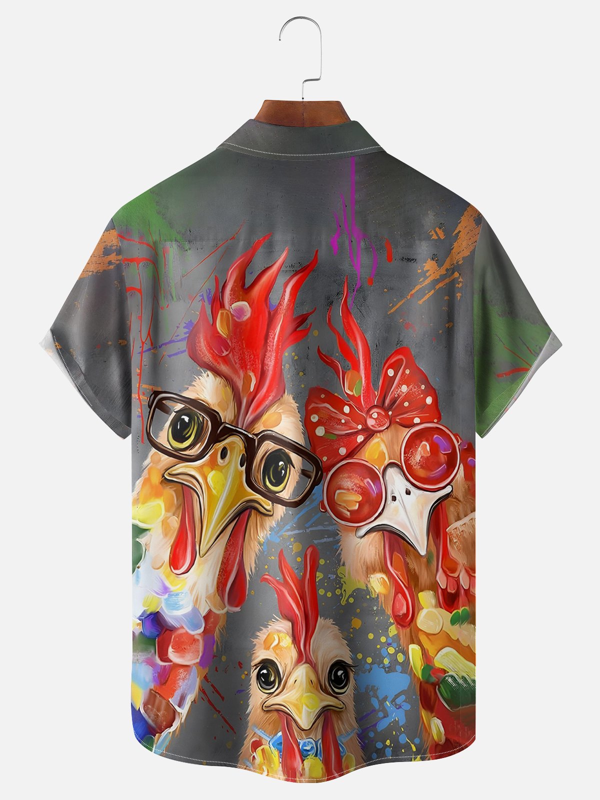 Moisture-Wicking Fun 3 Chickens Hawaiian Shirt