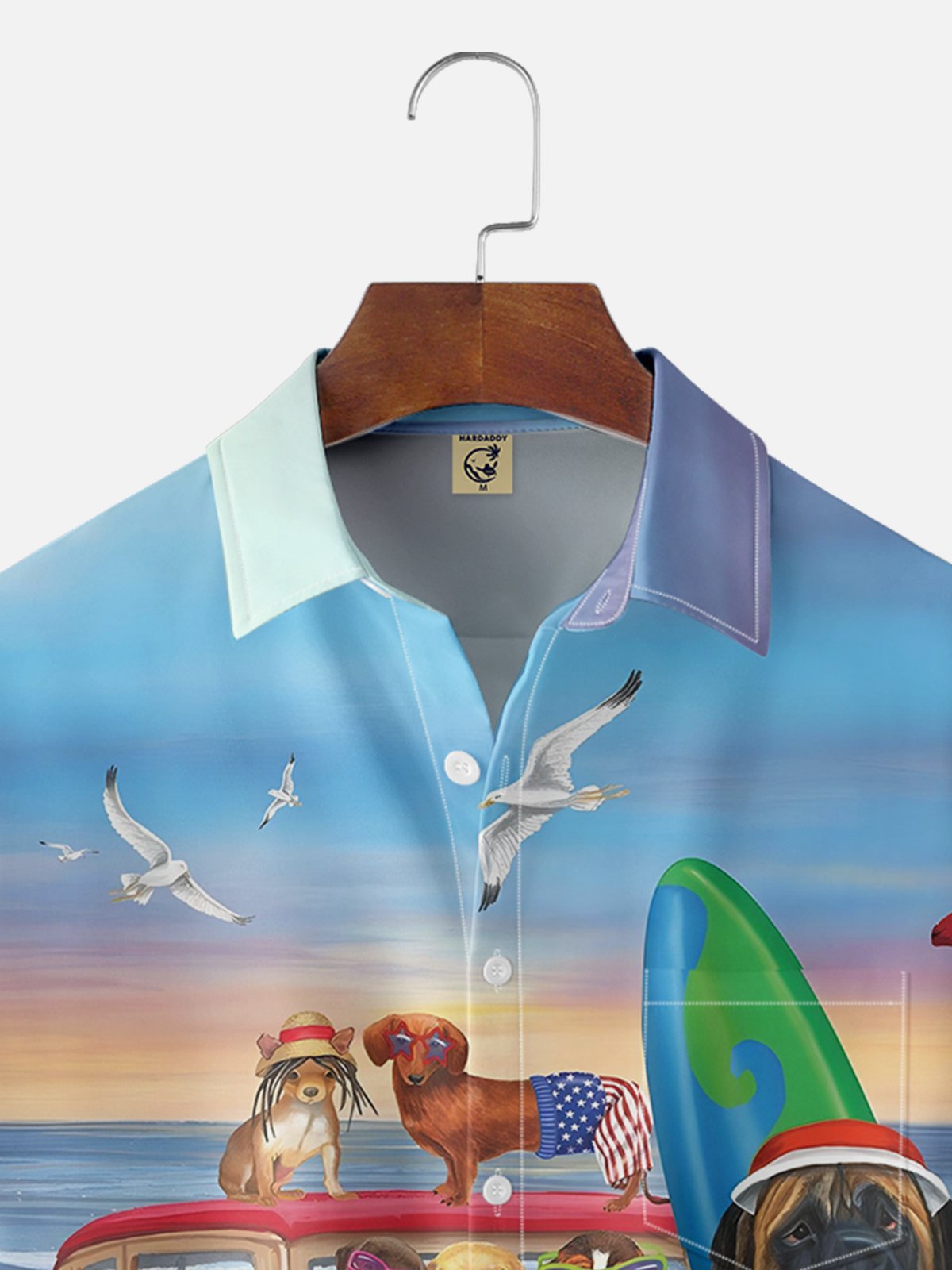 Moisture-wicking Beach Dog Chest Pocket Hawaiian Shirt