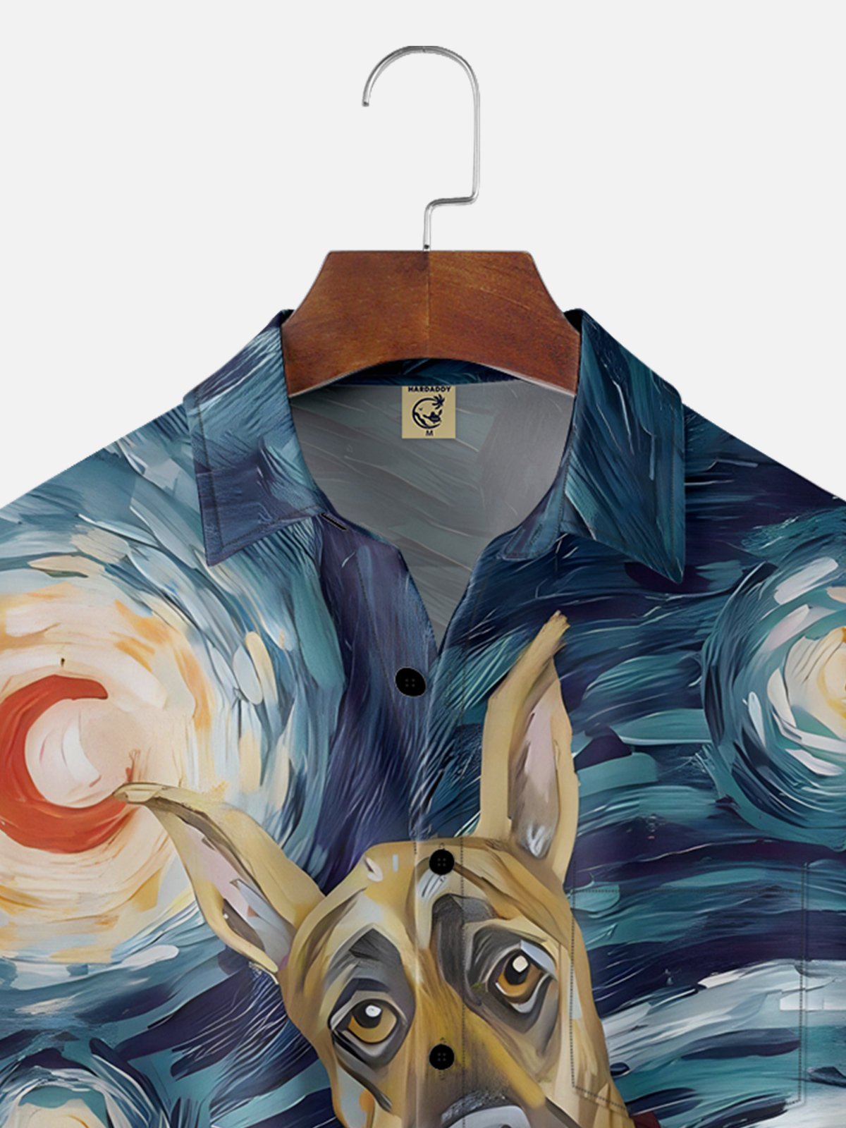 Moisture-wicking Art Oil Painting Dog Chest Pocket Hawaiian Shirt