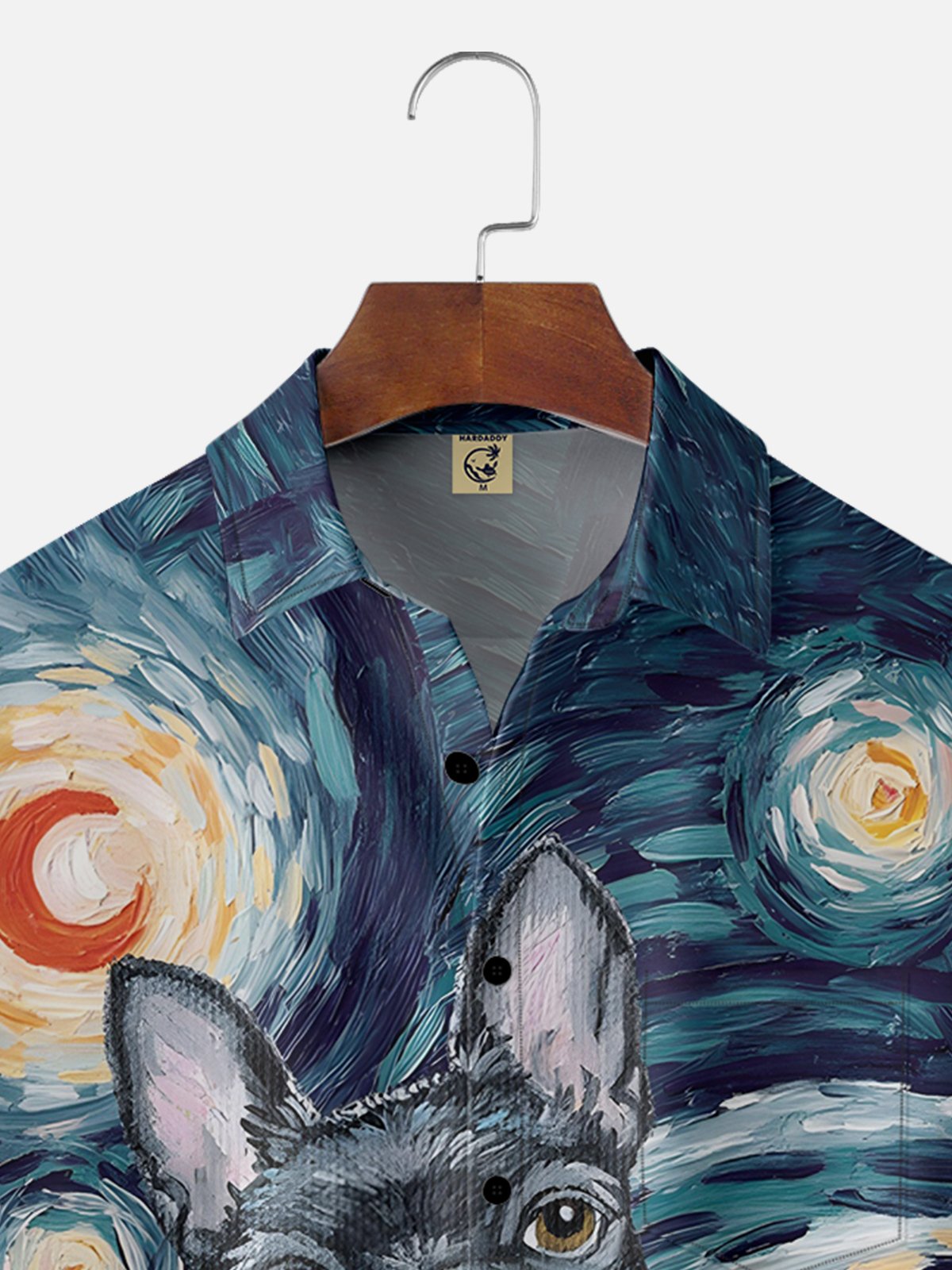 Moisture-wicking Art Oil Painting Dog Chest Pocket Hawaiian Shirt