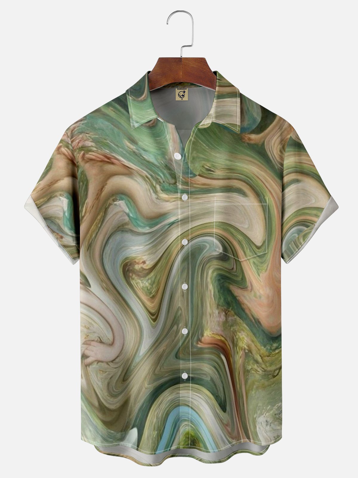 Moisture-wicking Abstract Painting Chest Pocket Hawaiian Shirt | hardaddy