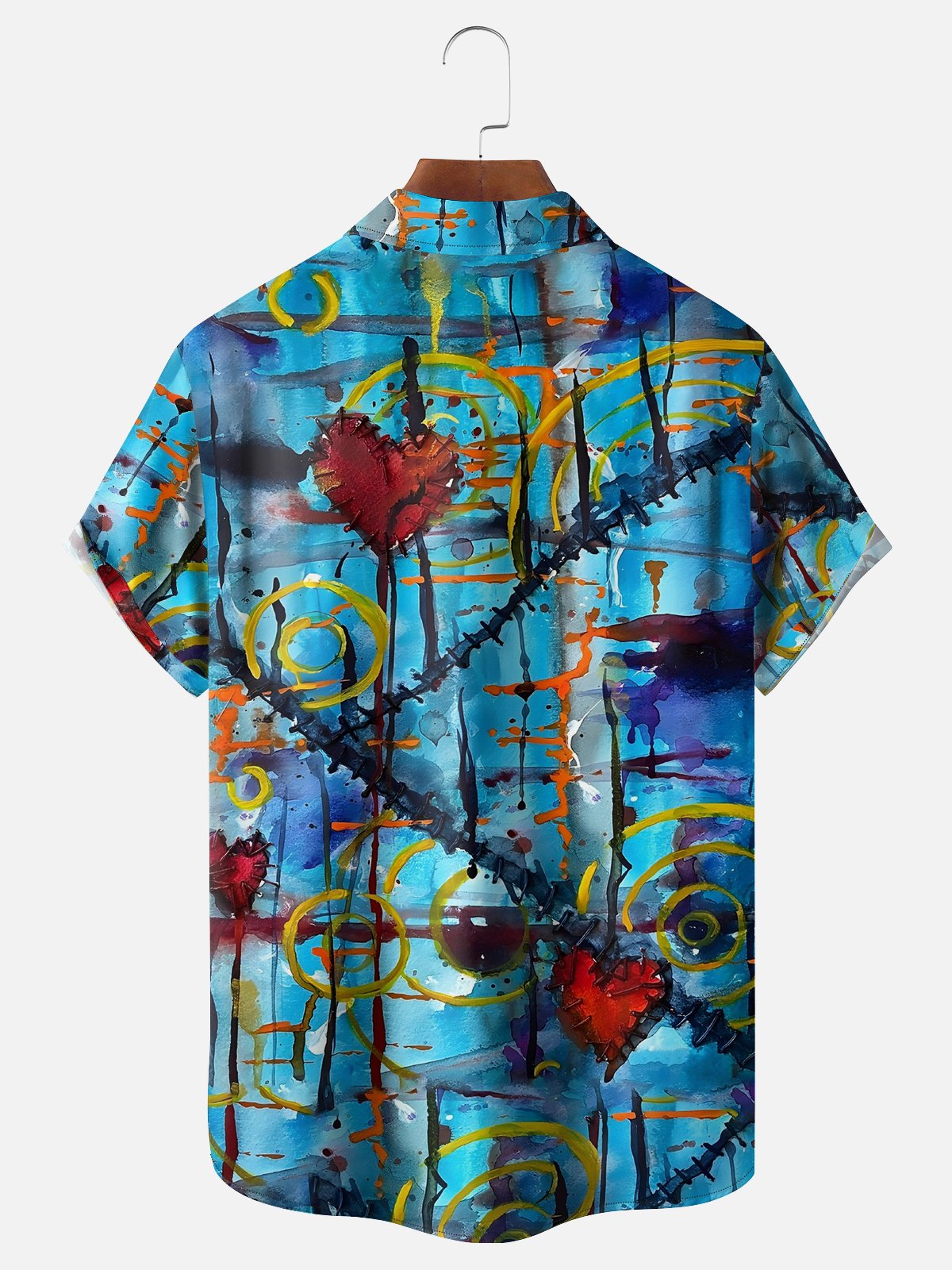 Moisture-wicking Art Abstract Oil Painting Chest Pocket Hawaiian Shirt