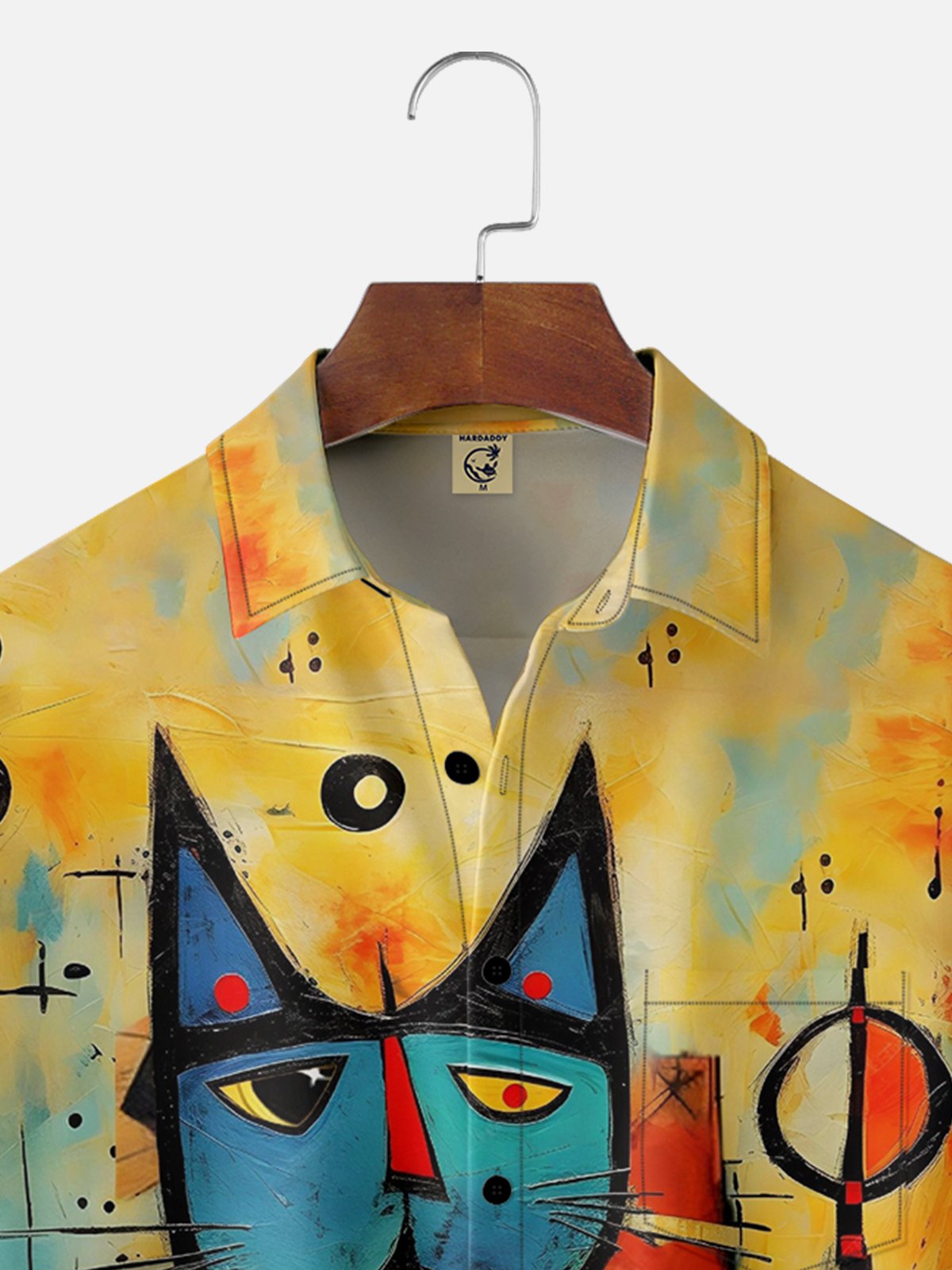 Moisture-wicking Abstract Art Cat Chest Pocket Hawaiian Shirt