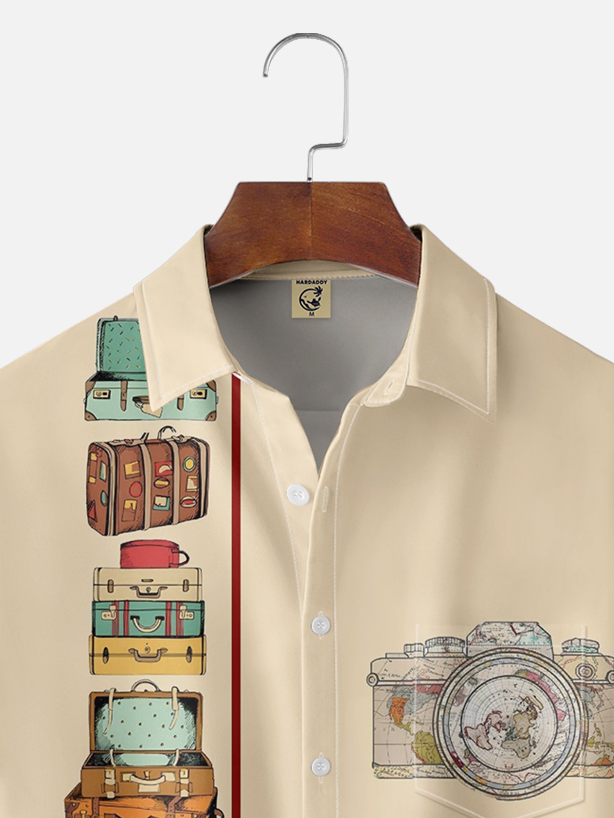 Moisture-wicking Travel Art Illustration Chest Pocket Bowling Shirt