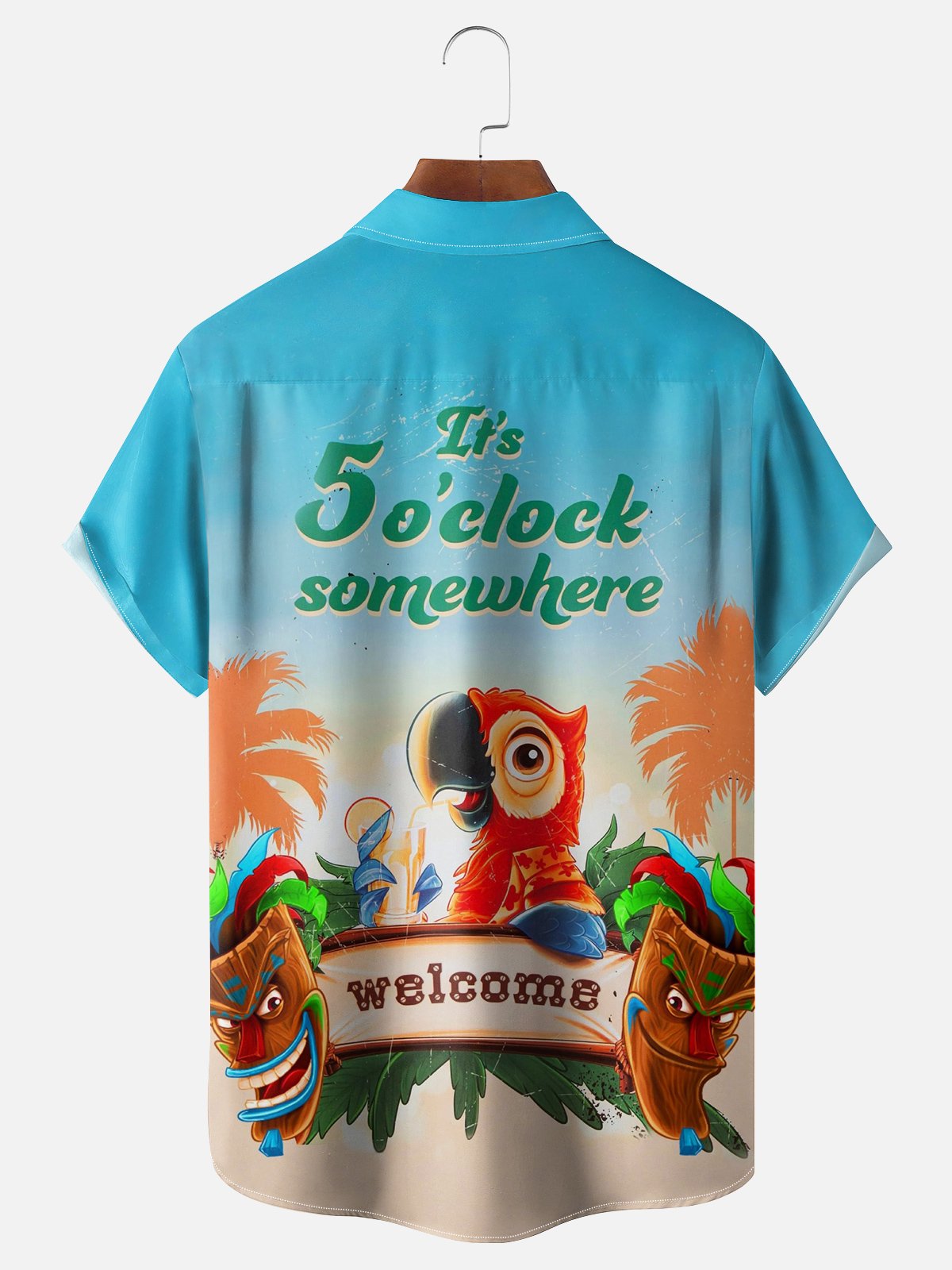 Moisture-wicking It's 5 o'clock Somewhere Chest Pocket Hawaiian Shirt