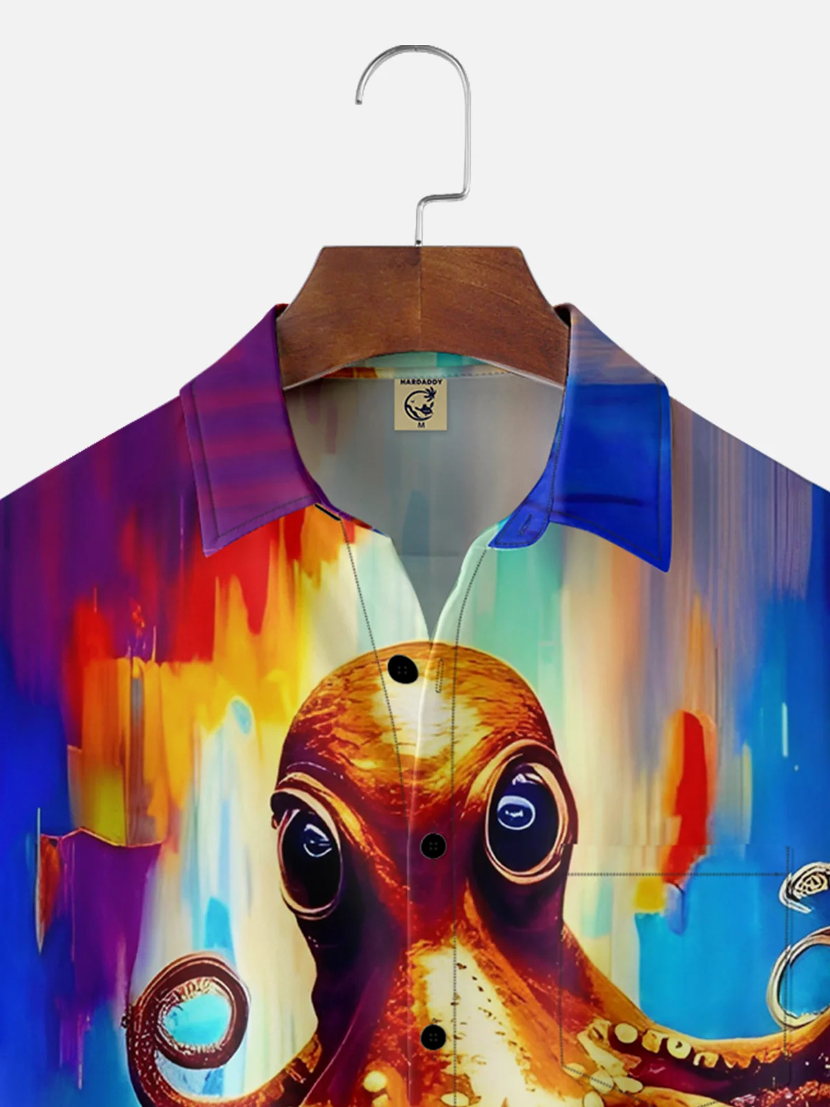 Moisture-wicking Gradient Color Octopus Chest Pocket Hawaiian Shirt