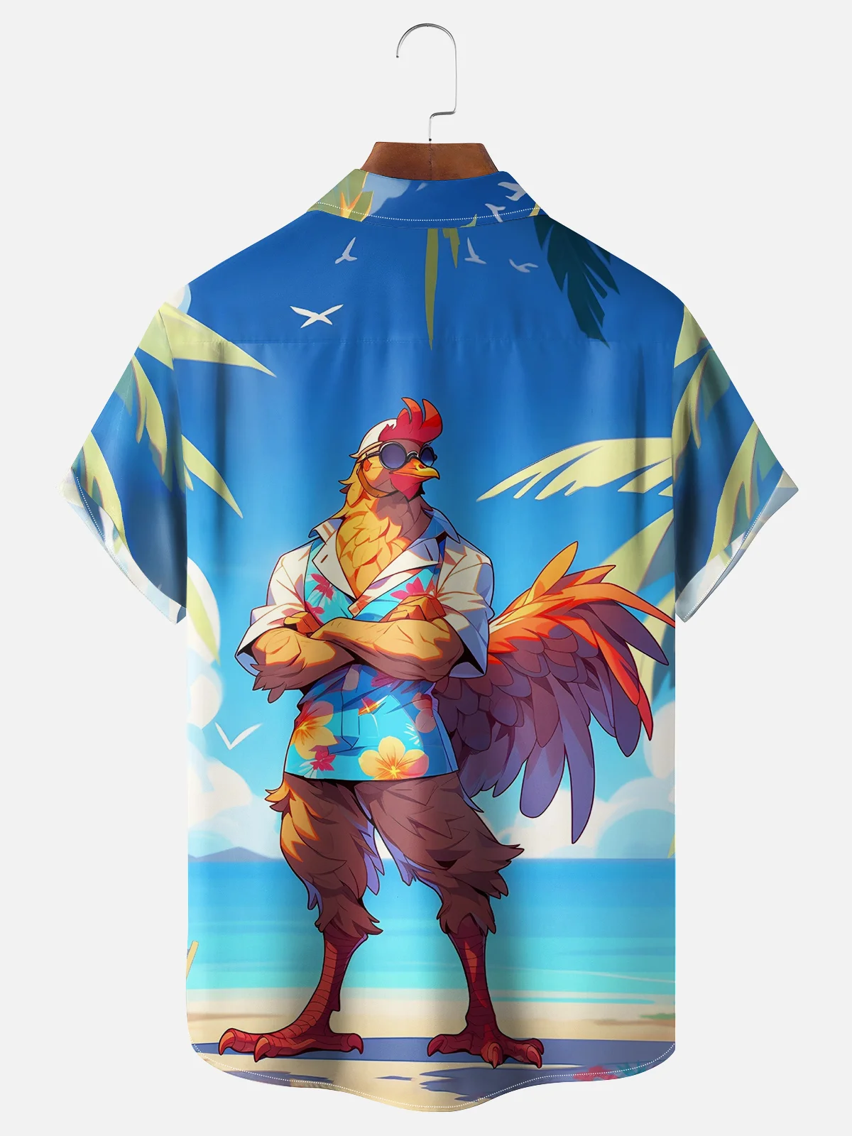 Moisture-wicking Beach Vacation Muscle Chicken Chest Pocket Hawaiian Shirt