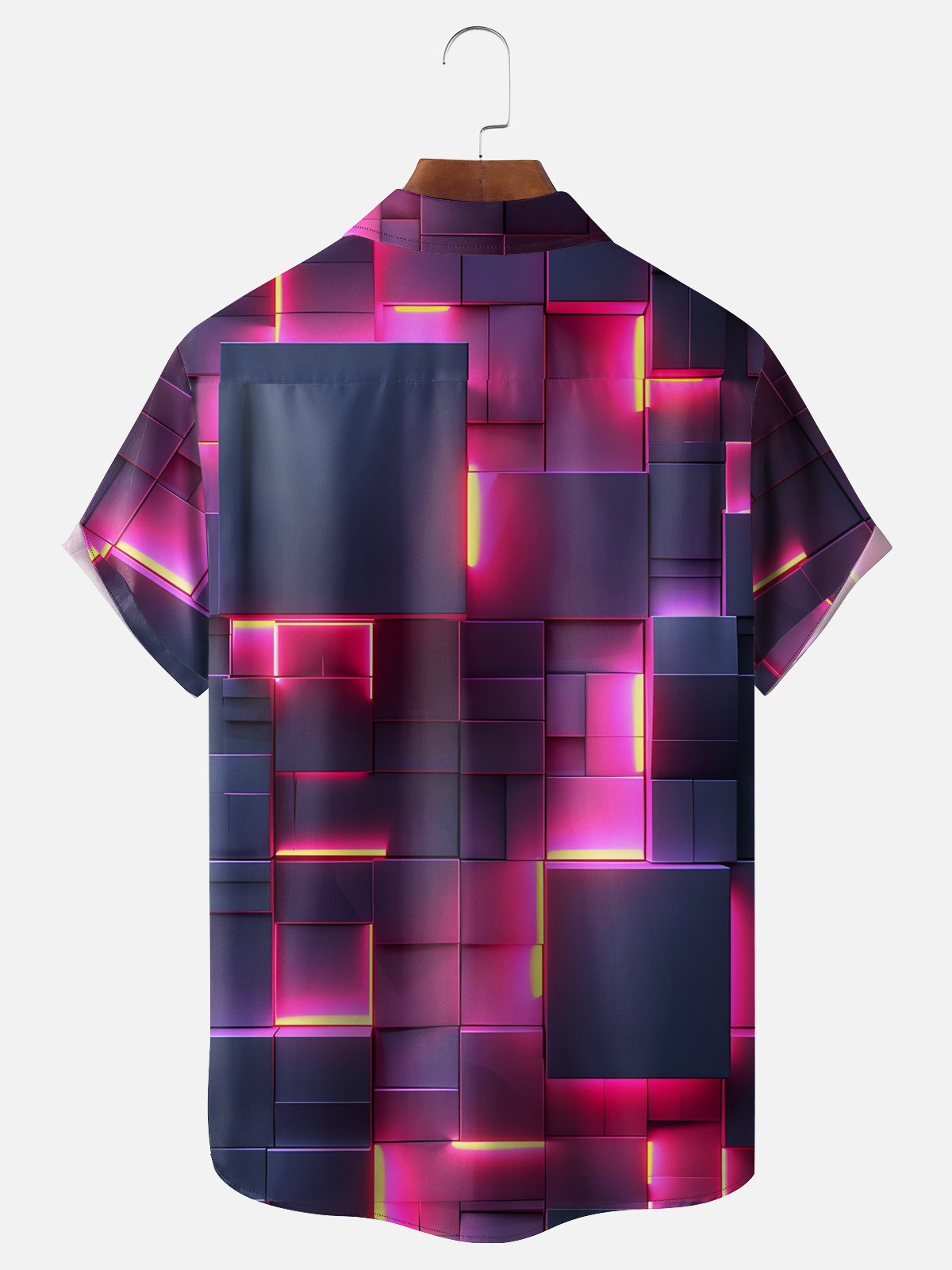 Moisture-wicking 3D Gradient Color Abstract Geometric Chest Pocket Hawaiian Shirt