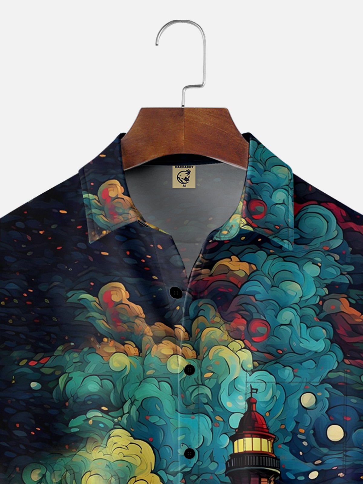 Moisture-wicking Van Gogh Seascape Chest Pocket Hawaiian Shirt