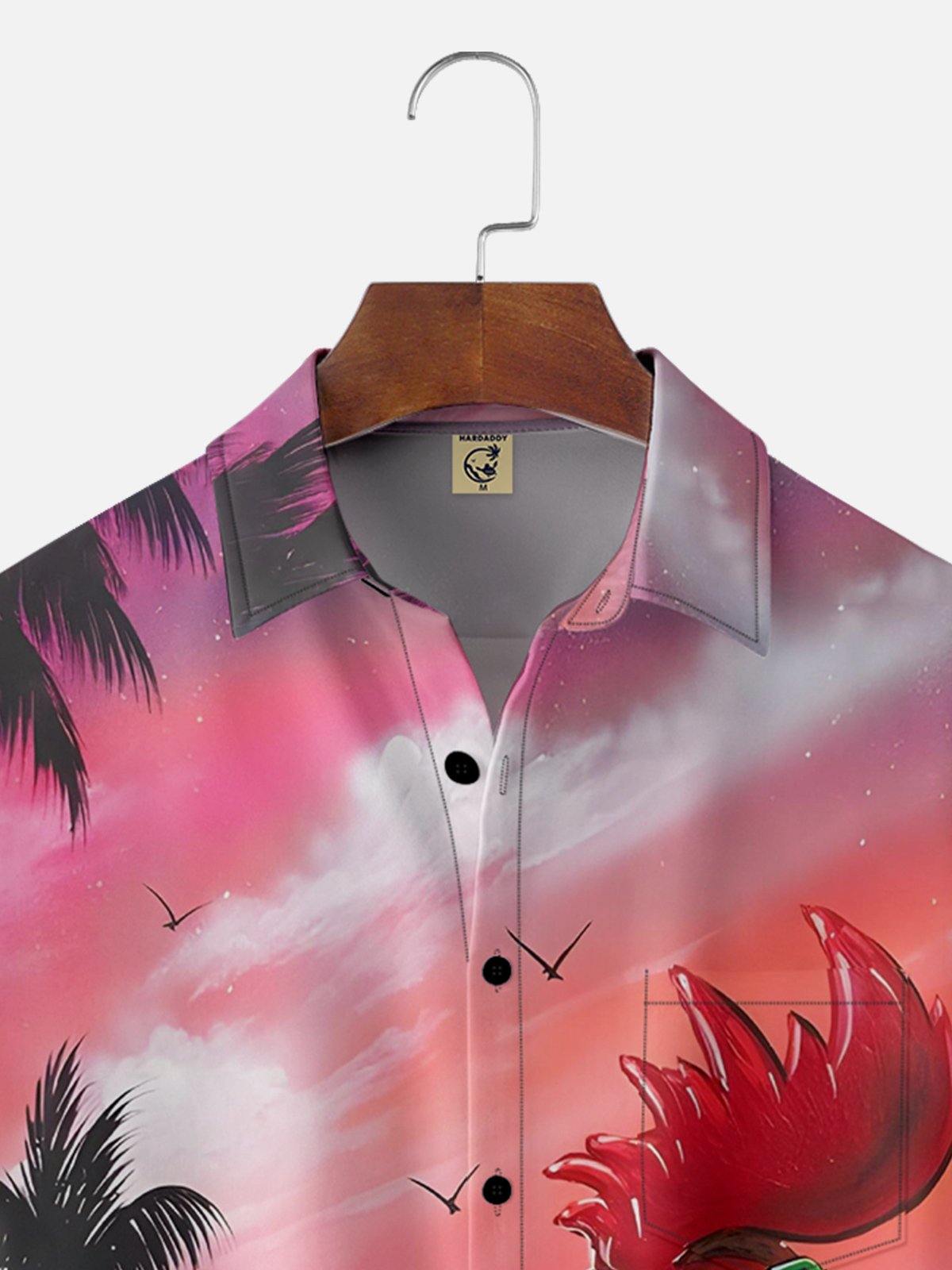 Moisture-wicking Coconut Tree Chicken Chest Pocket Hawaiian Shirt