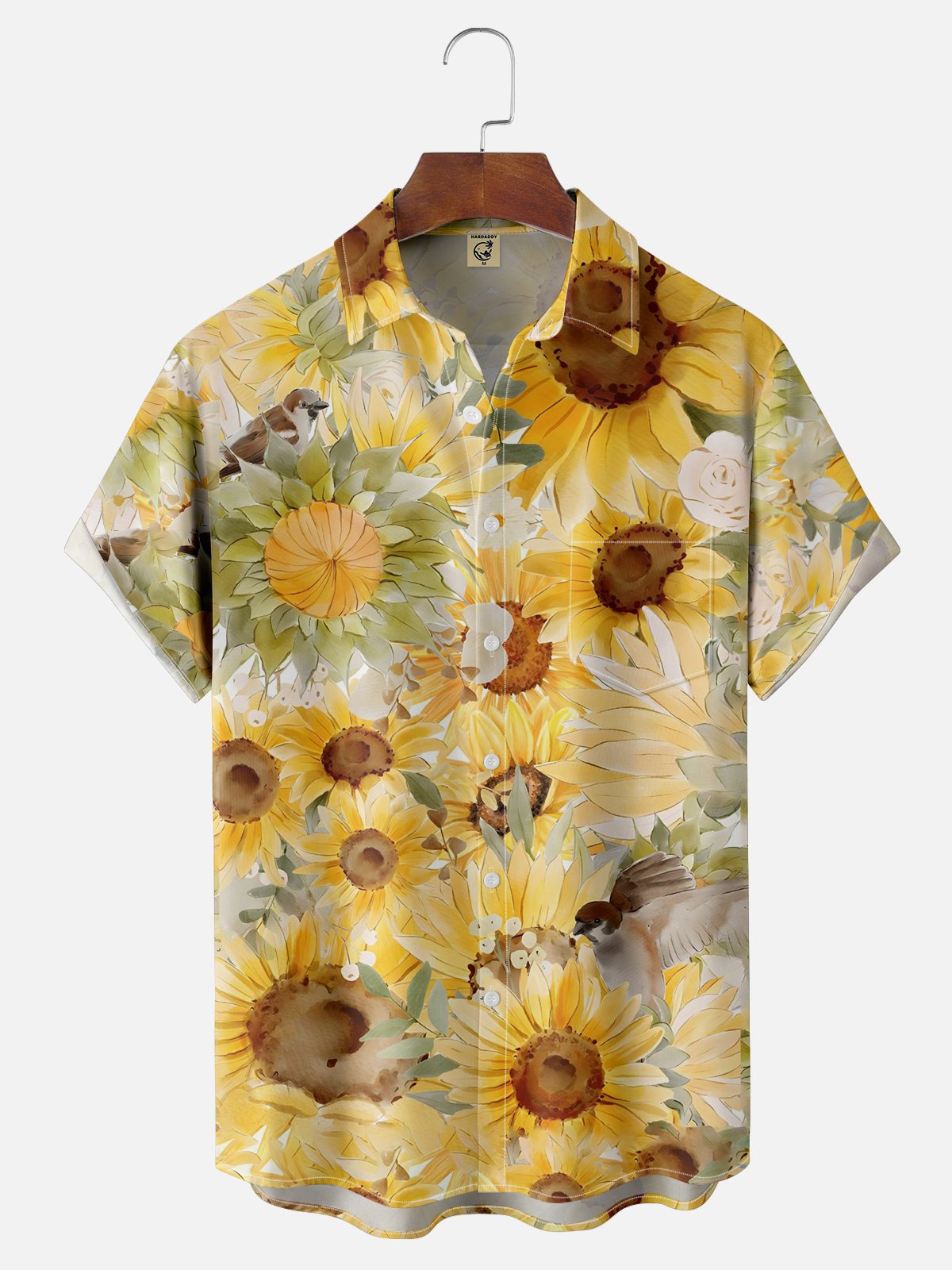 Moisture-wicking Artistic Flowers Chest Pocket Hawaiian Shirt