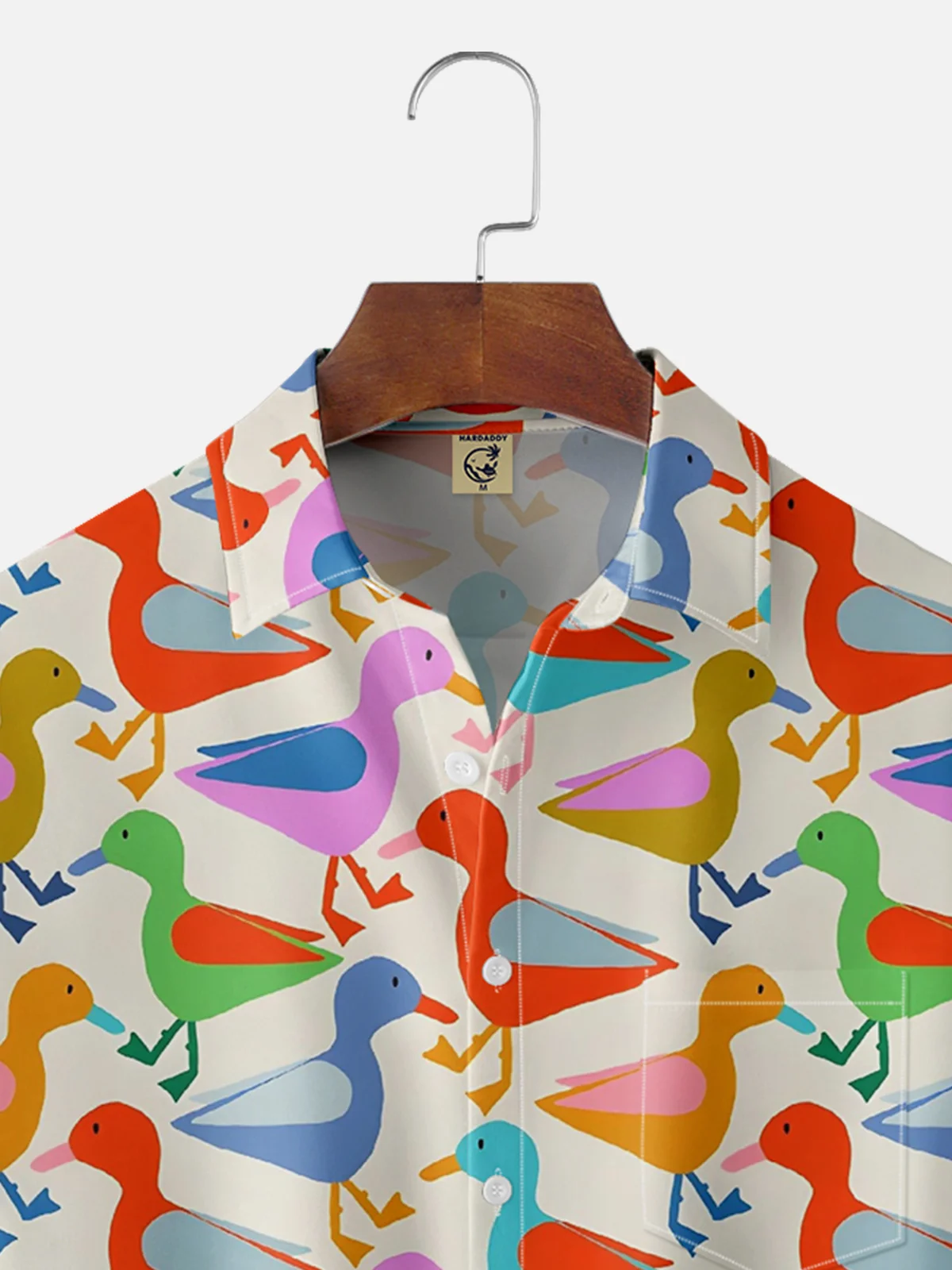 Moisture-wicking Geometric Duck Chest Pocket Hawaiian Shirt