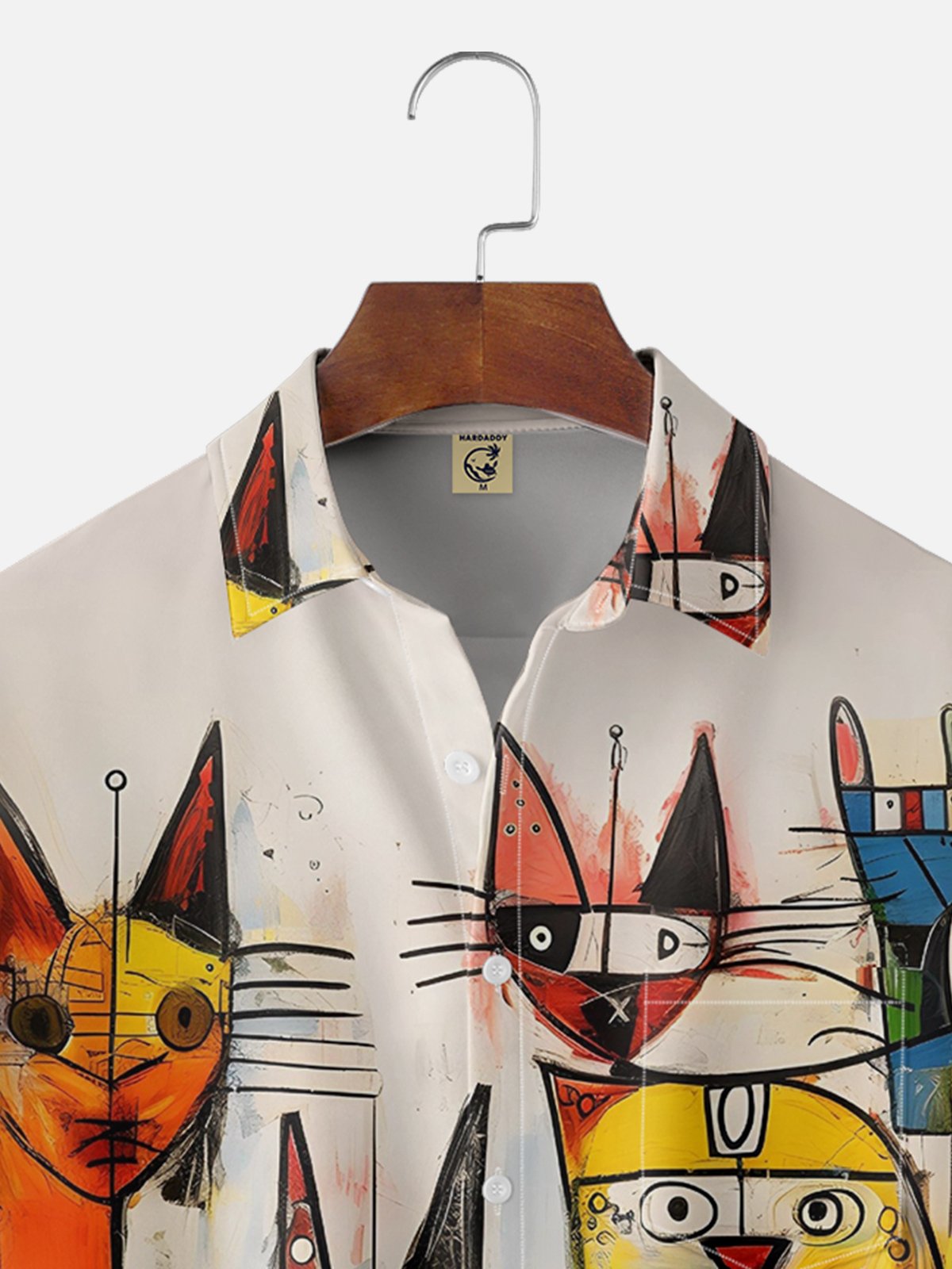 Moisture-wicking Art Cat Chest Pocket Hawaiian Shirt