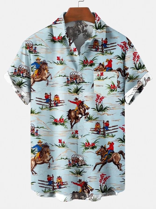 3-Pack Moisture-wicking Western Cowboy Music National Patriotic Hawaiian Shirt