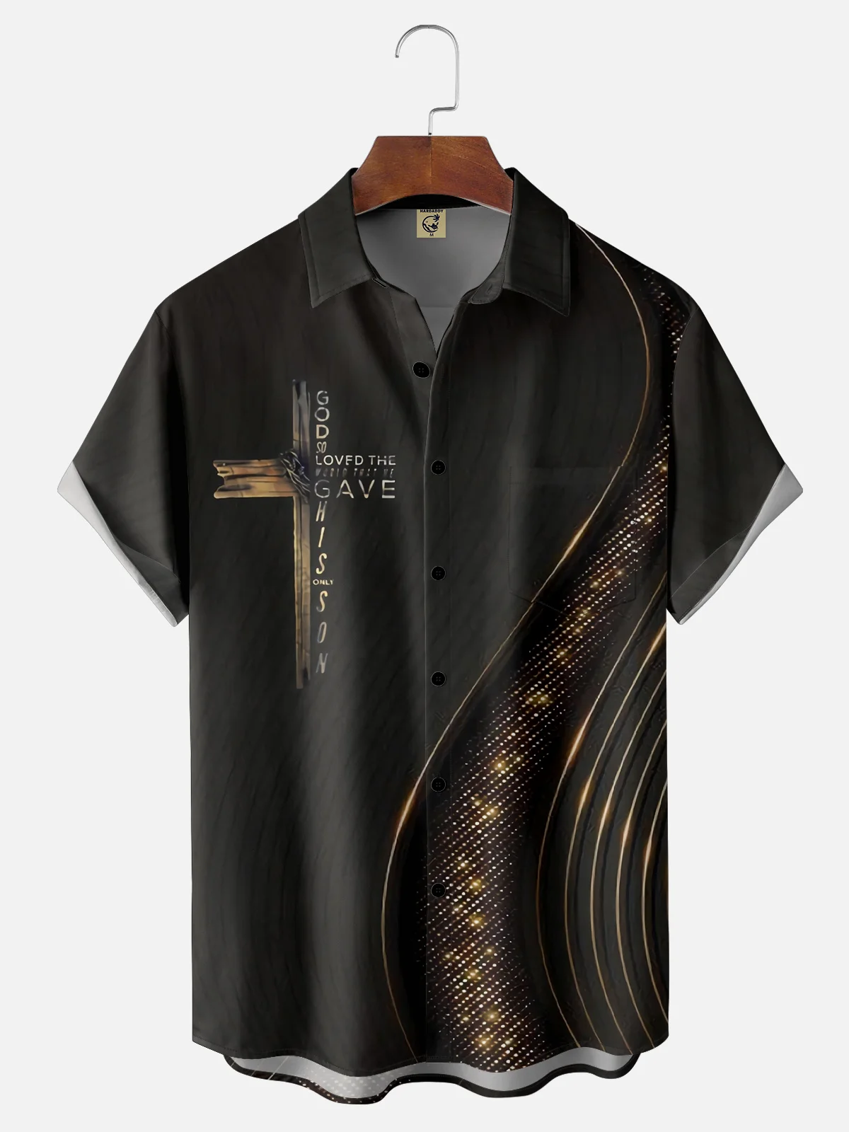Hardaddy Easter Cross Chest Pocket Short Sleeve Casual Shirt