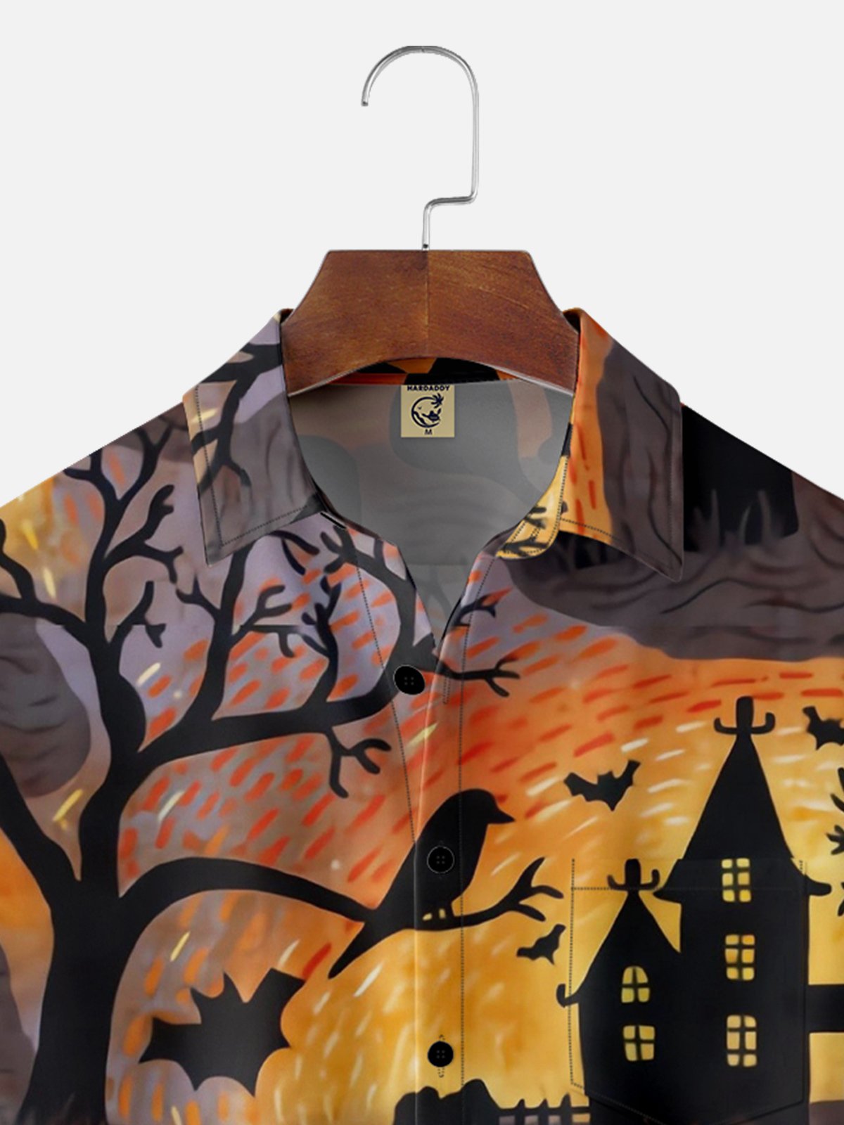 Men's Halloween Cat Print Casual Breathable Short Sleeve Shirt