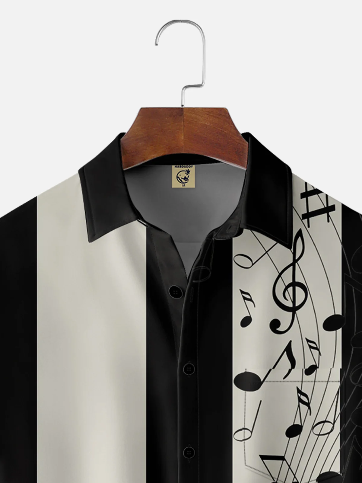 Hardaddy Mens Retro Music Note Print Up To 4XLT Jazz Style Shirt