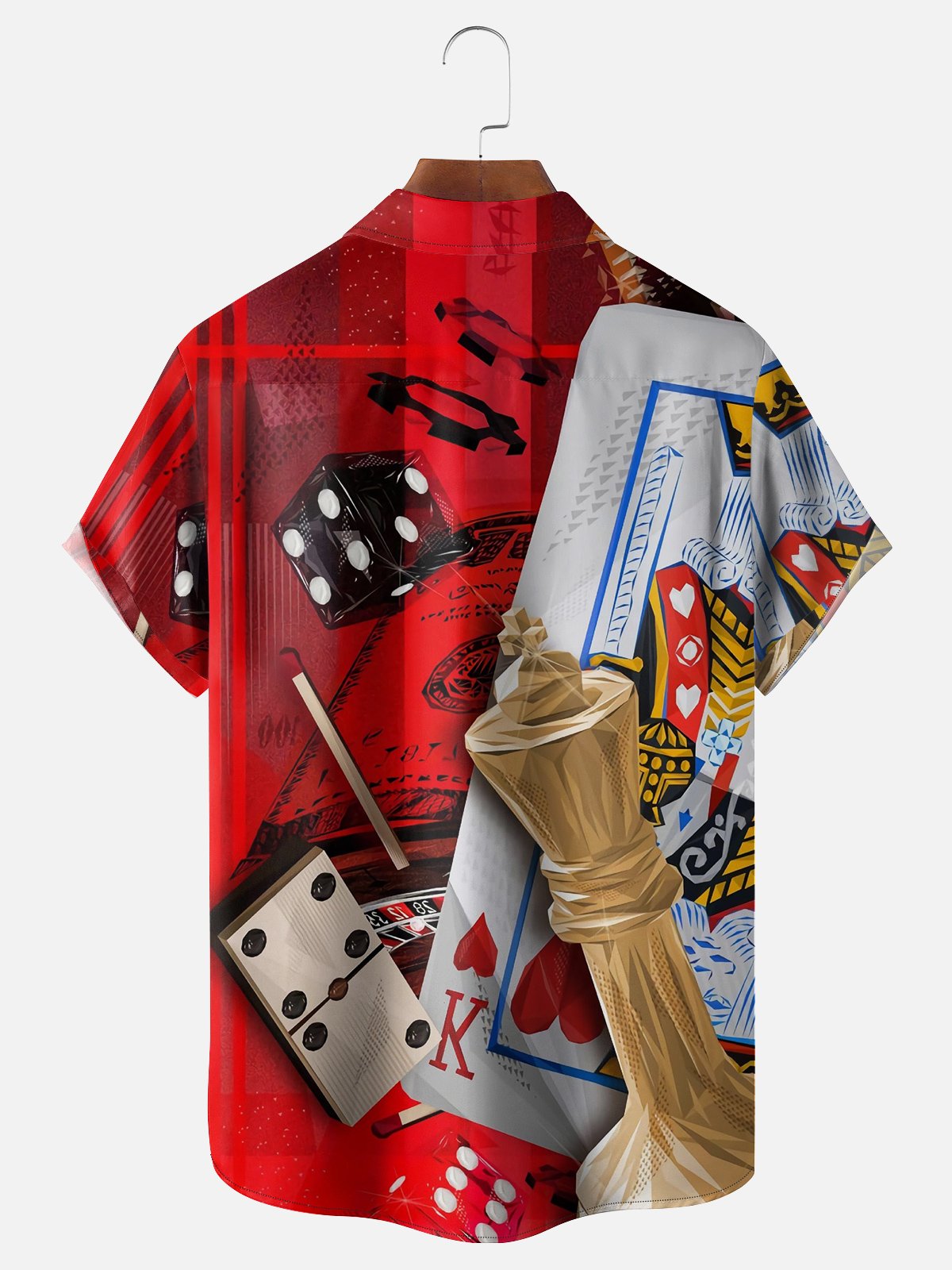 Moisture-wicking Dice Playing Cards Chest Pocket Hawaiian Shirt