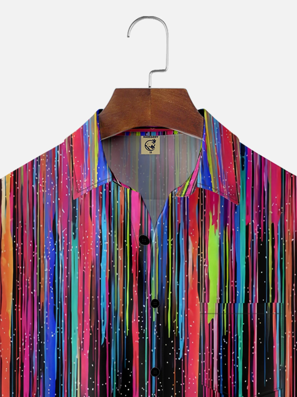 Moisture-wicking Gradient Color Abstract Stripes Chest Pocket Hawaiian Shirt