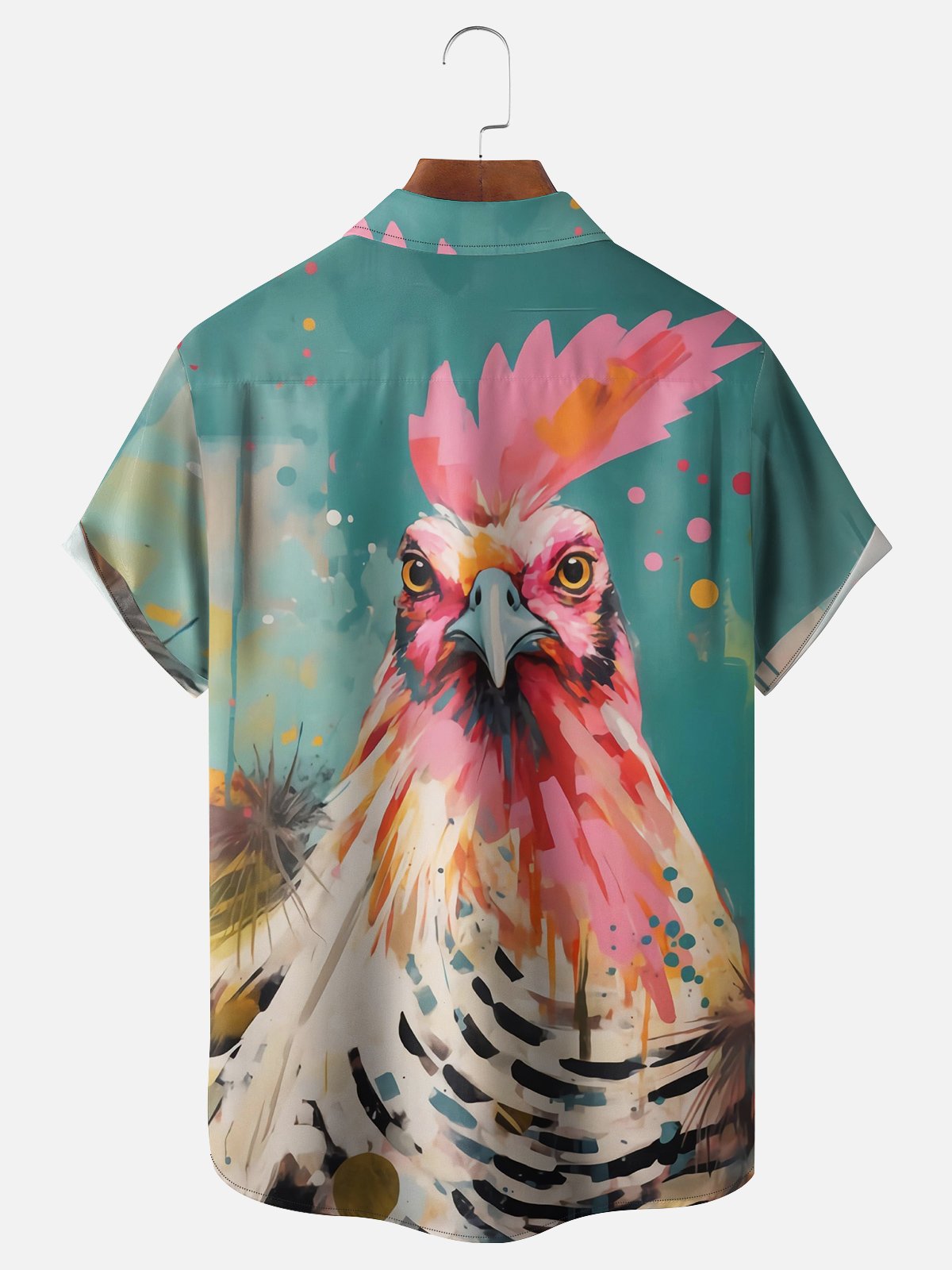 Moisture-wicking Rooster Chest Pocket Hawaiian Shirt