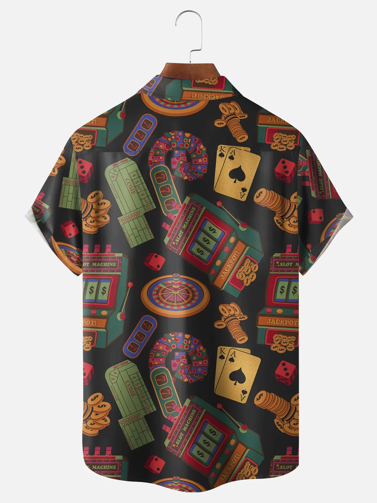 Moisture-wicking Playing Card Chest Pocket Hawaiian Shirt