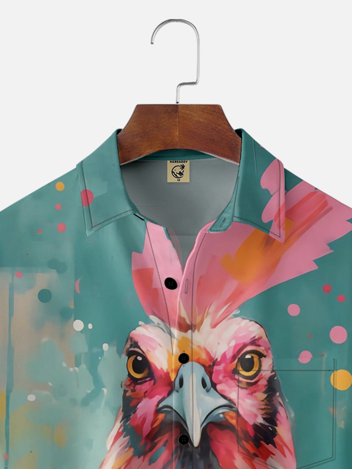 Moisture-wicking Rooster Chest Pocket Hawaiian Shirt