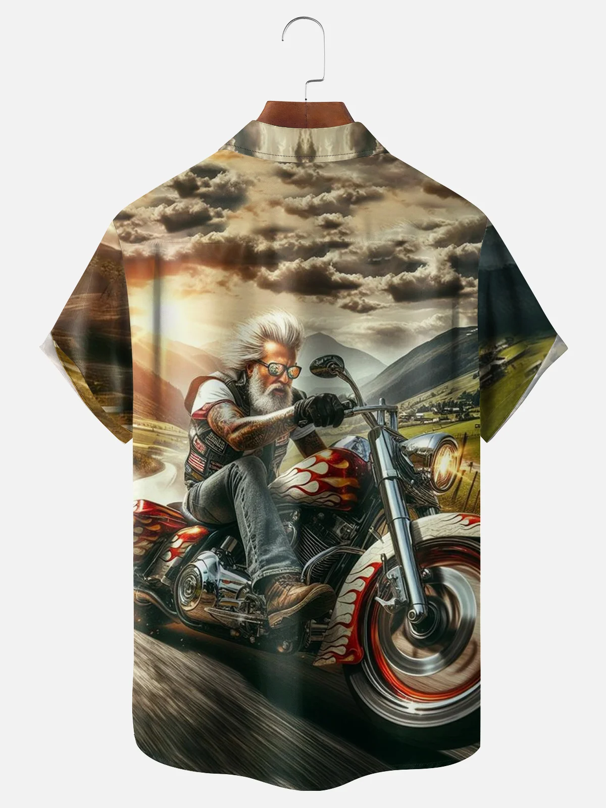 Moisture-wicking Motorcycle Riding Chest Pocket Hawaiian Shirt