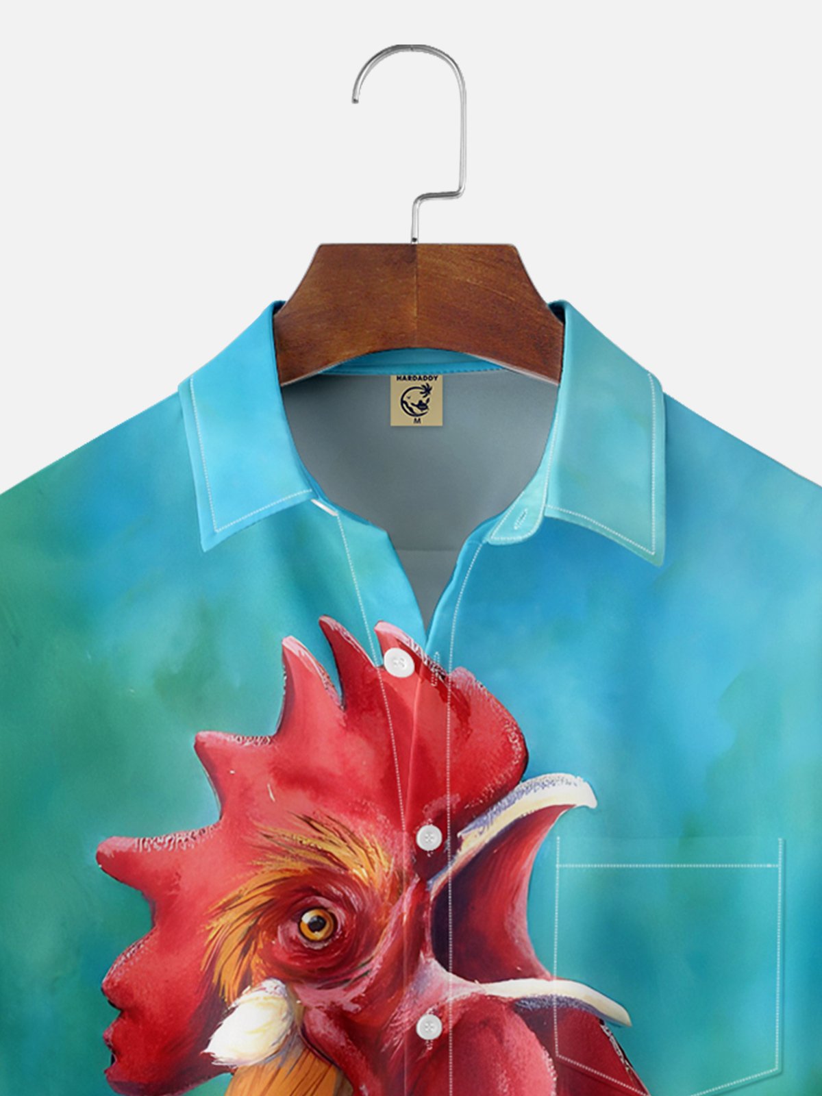 Moisture-wicking Rooster Chest Pocket Hawaiian Shirt