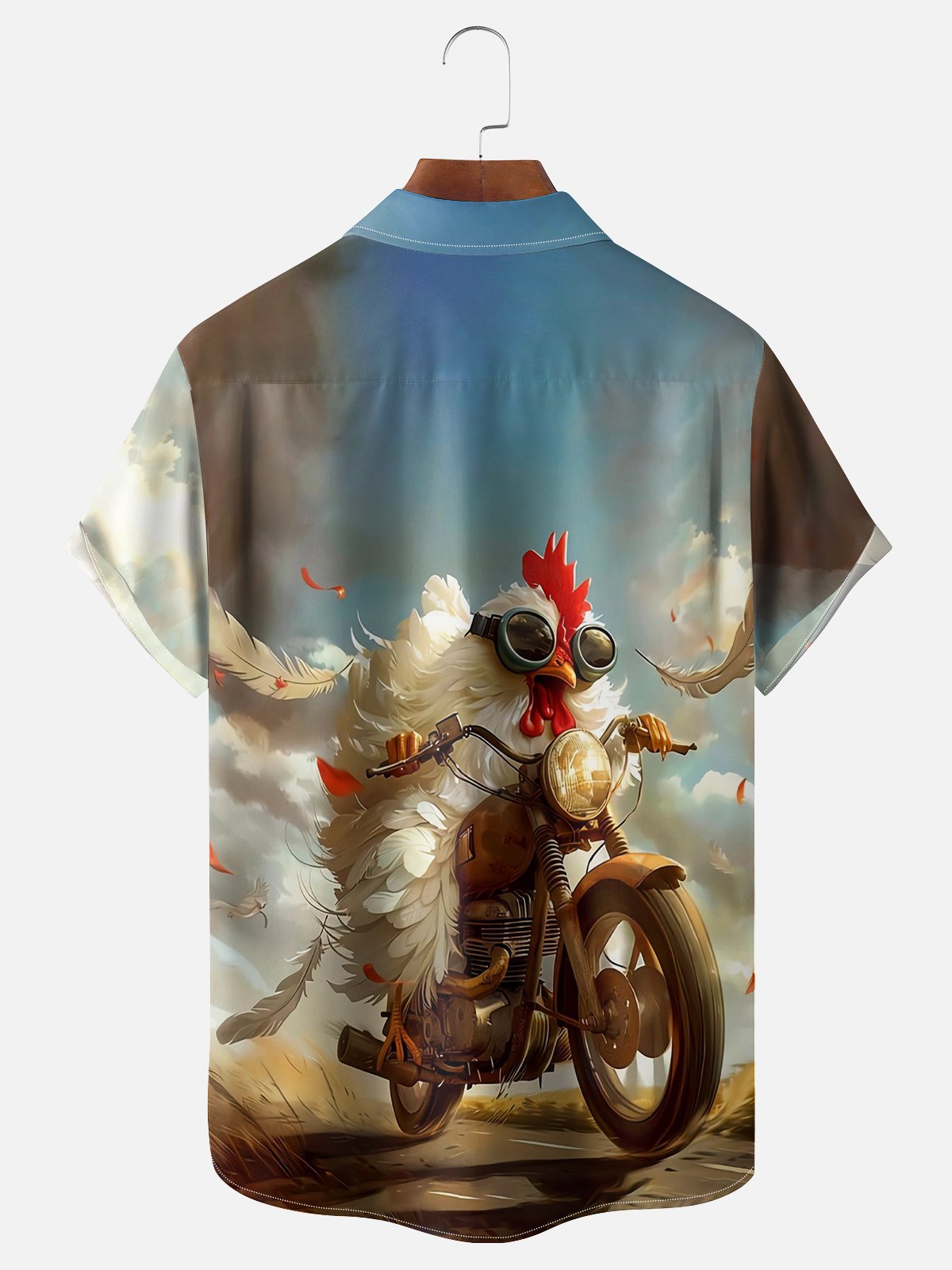 Moisture-wicking Biker Chicken Hawaiian Shirt