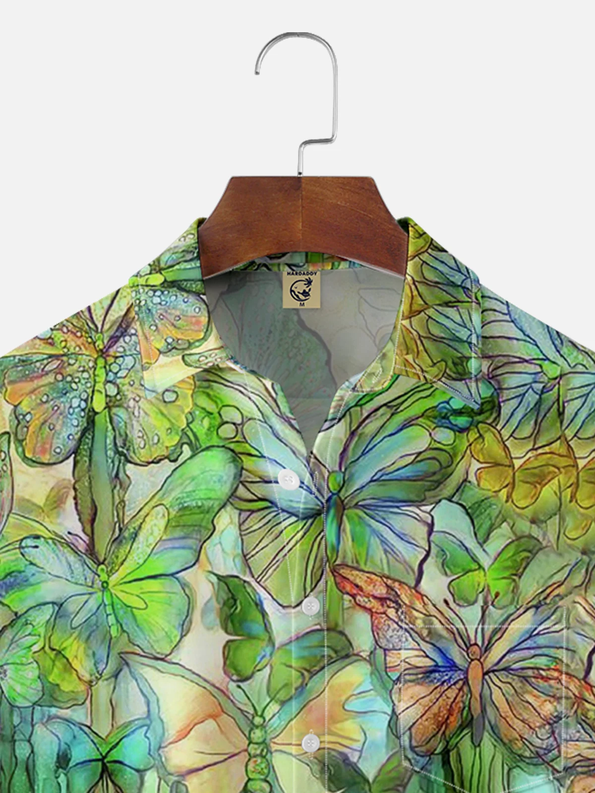 Moisture-wicking Butterfly Painted Chest Pocket Hawaiian Shirt